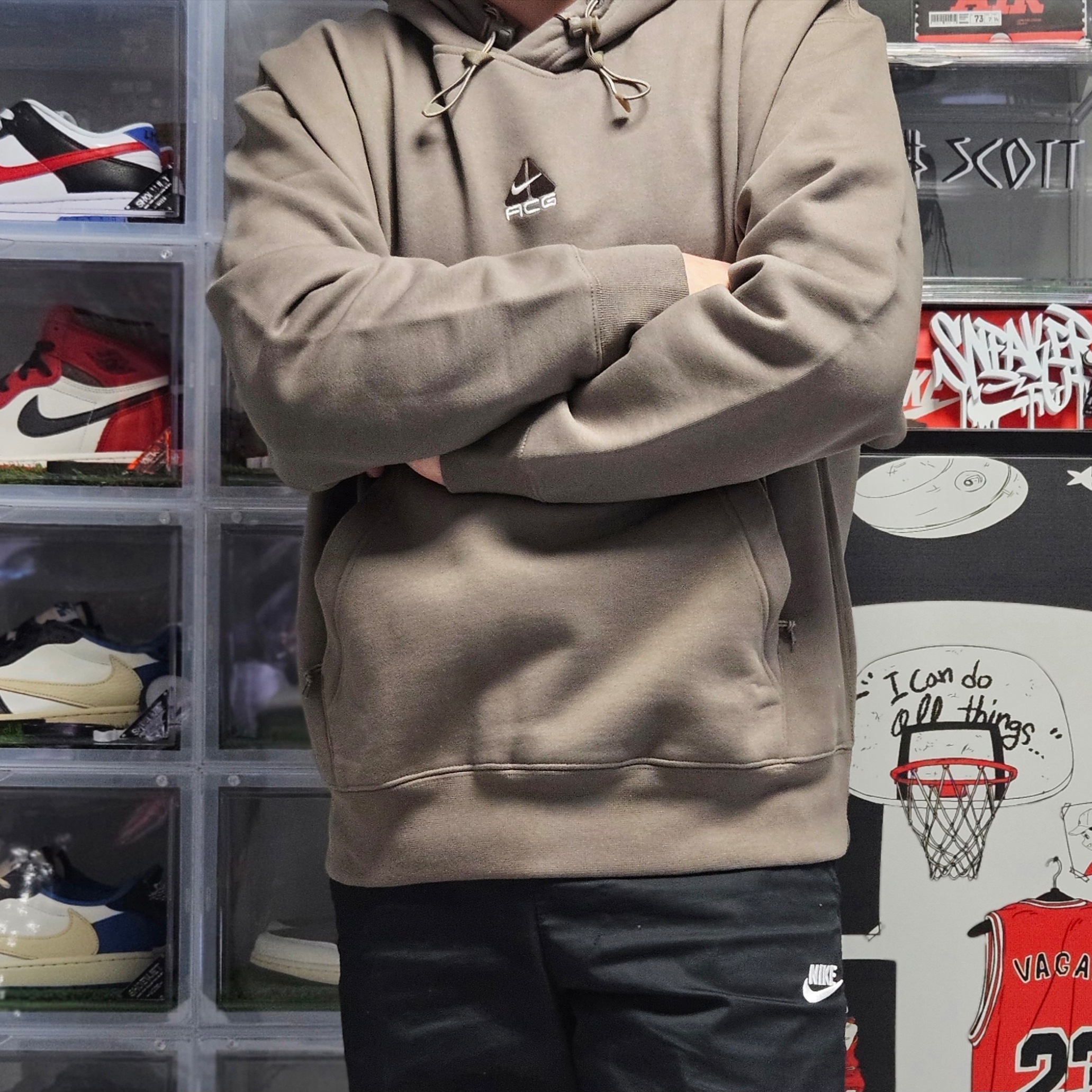 Nike ACG Therma-Fit Pullover Fleece Hoodie Olive Grey - Asia 착용 스타일 - 1