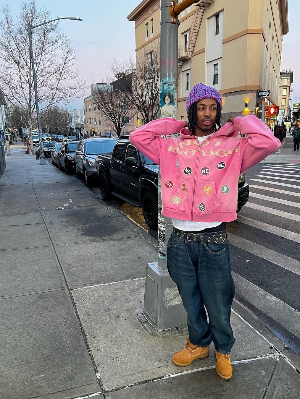 Stussy Shaggy Cardigan Light Pink, Supreme Arc Half Zip Fleece Pullover Pink - 23FW 착용 스타일 - 5