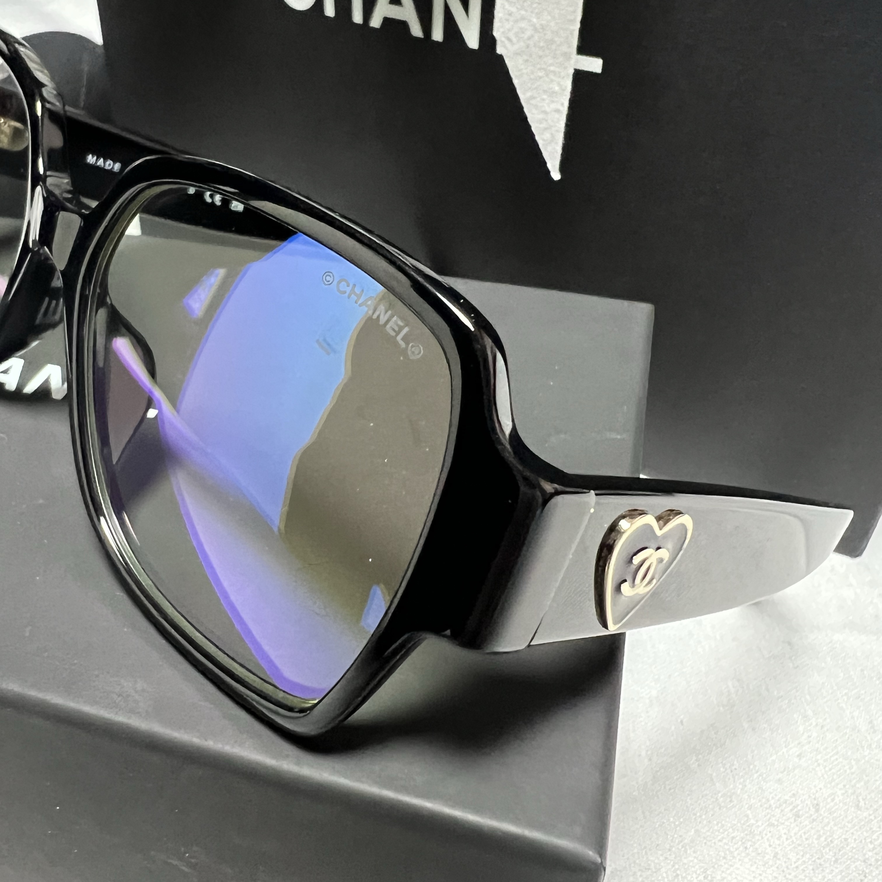 Chanel Square Blue Light Glasses Acetate & Black Asian Fit 착용 스타일 - 1