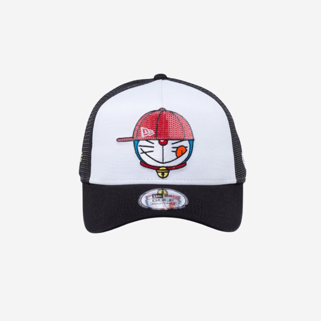 New Era x Doraemon Golf 9Forty Cap A Frame Tracker Doraemon Sequins White Black 상세 이미지 1