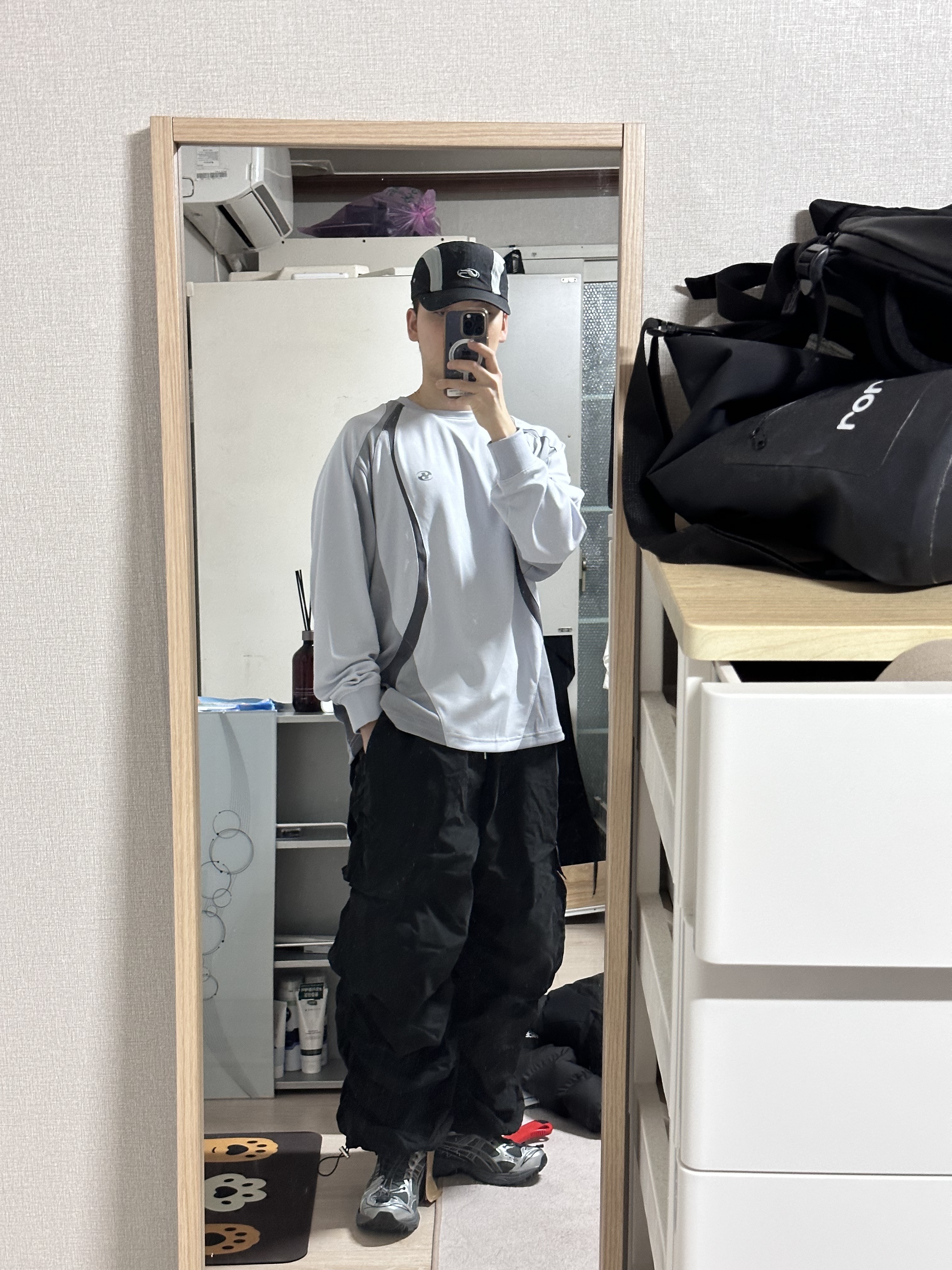 Asics x Unaffected Gel-Kayano 14 Silver Moon, Sansan Gear Slash Jersey Sky Blue - 23FW 착용 스타일