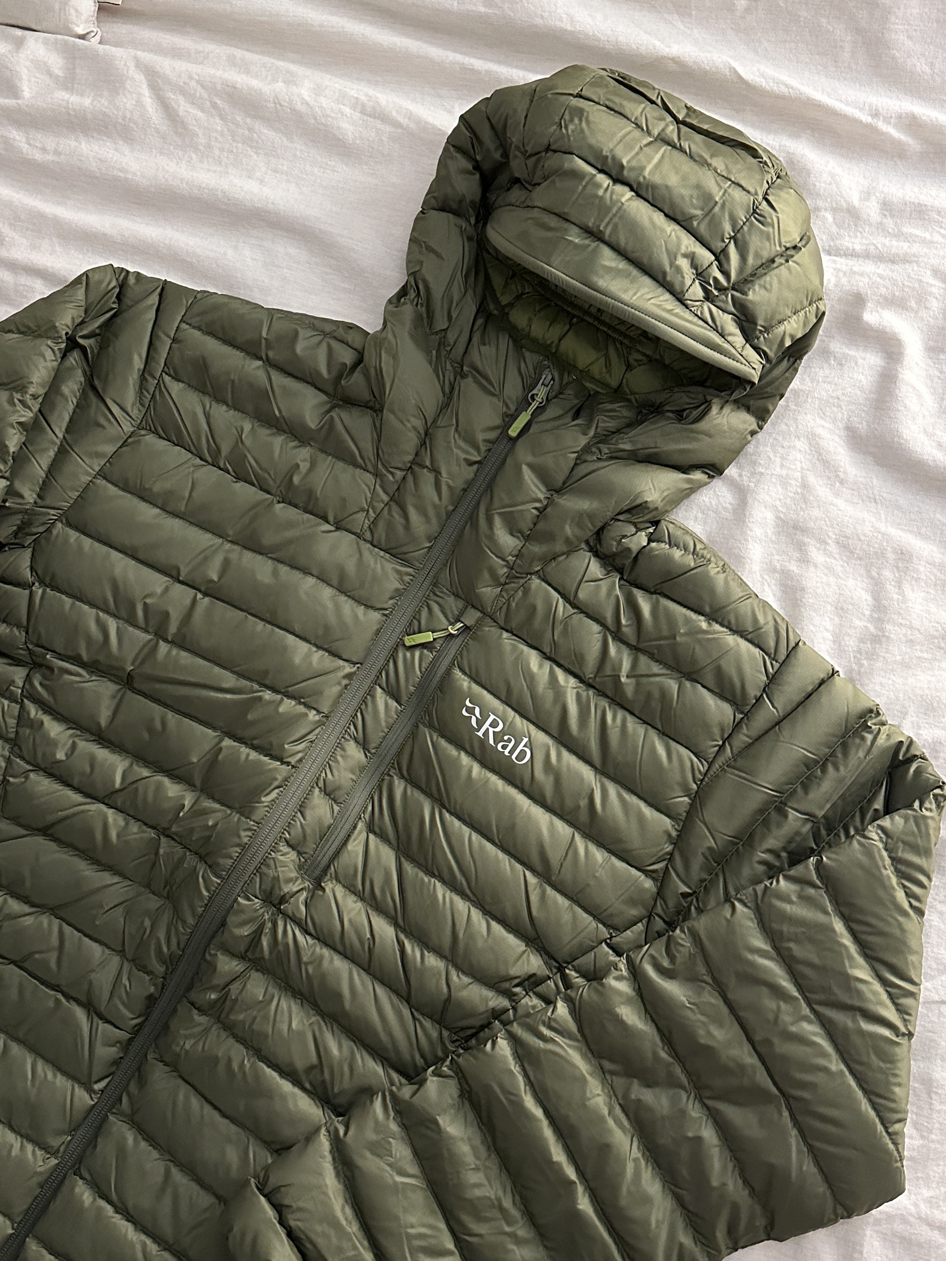 Rab Microlight Alpine Jacket Chlorite Green, [KREAM 단독] Etce Smocking Baggy Jean Grey 착용 스타일 - 5