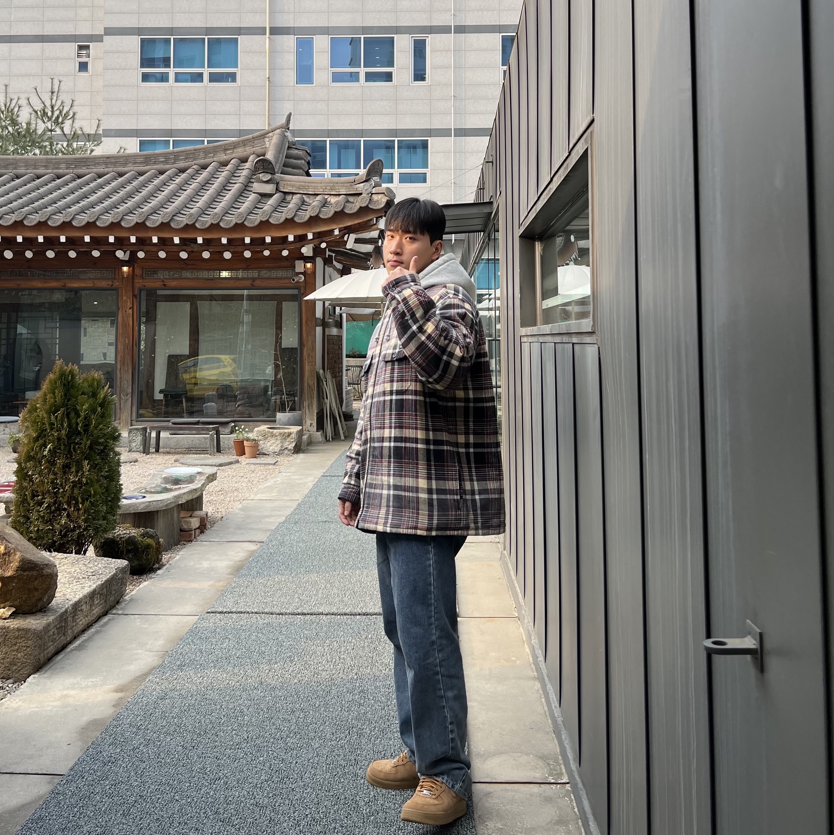 Supreme x Dickies Plaid Hooded Zip Up Shirt Black - 23FW 착용 스타일 - 1