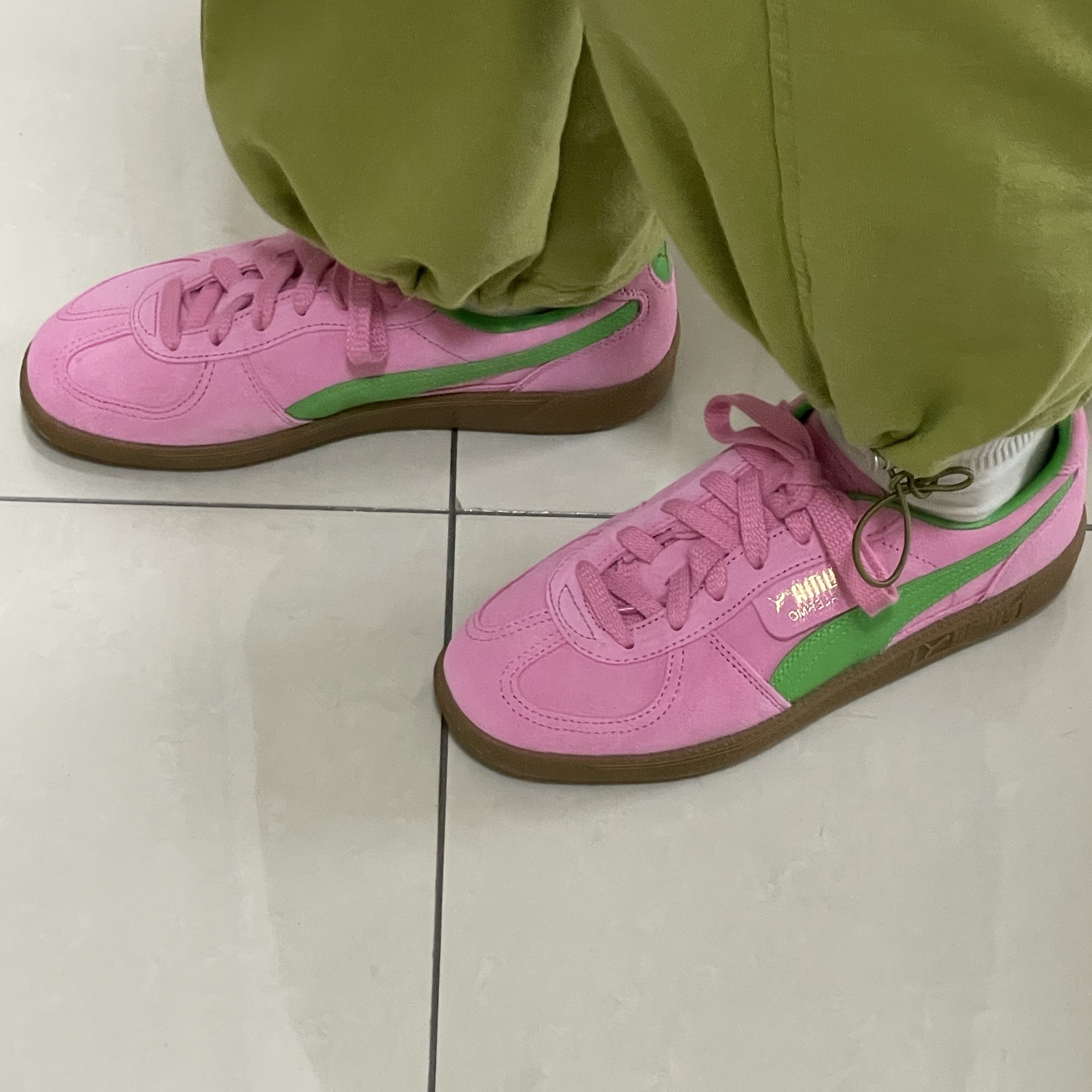 Puma Palermo Special Pink Delight Green 착용 스타일
