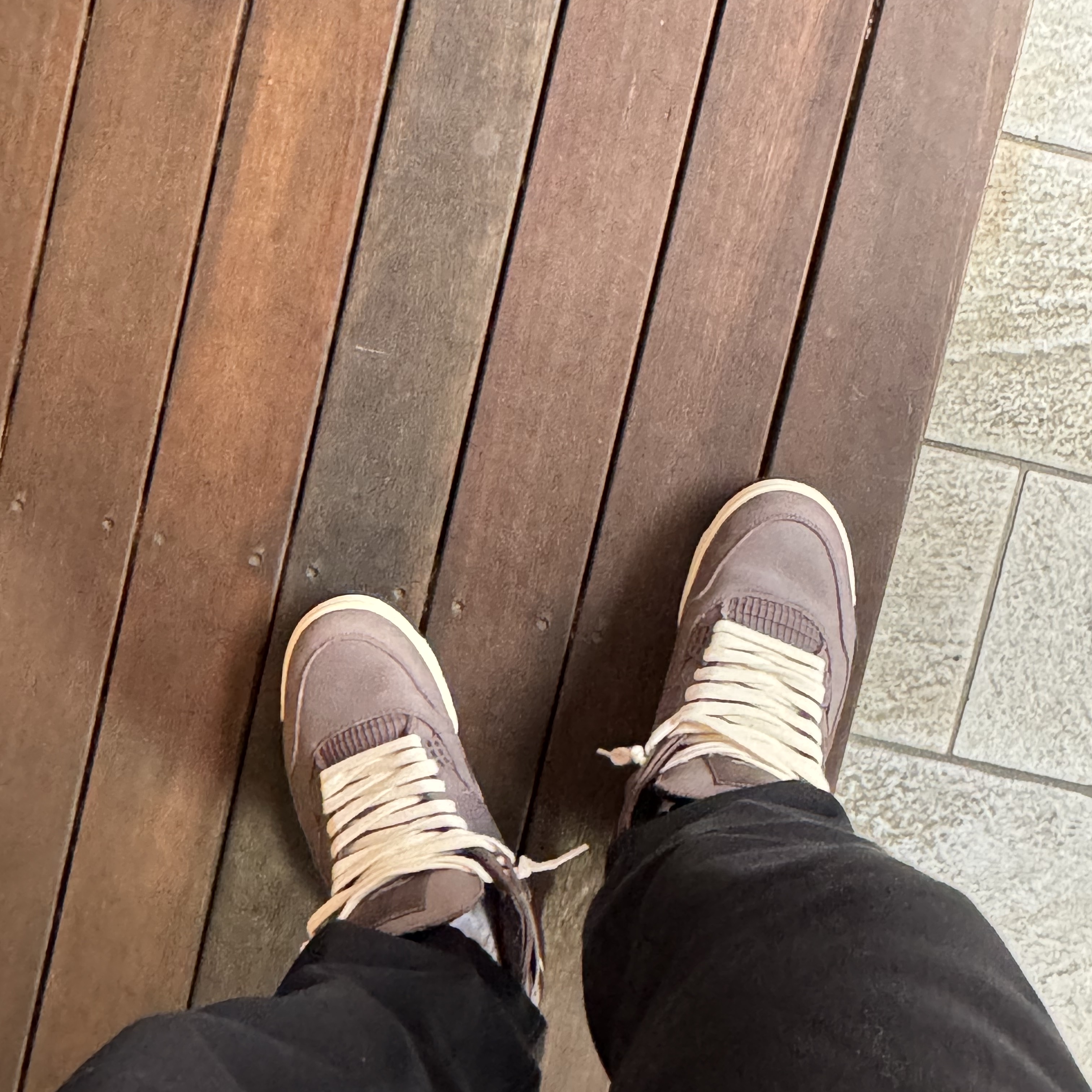 Jordan 4 x A Ma Maniere Retro Violet Ore, Nike NRG Solo Swoosh Fleece Pants Black - US/EU 착용 스타일 - 1