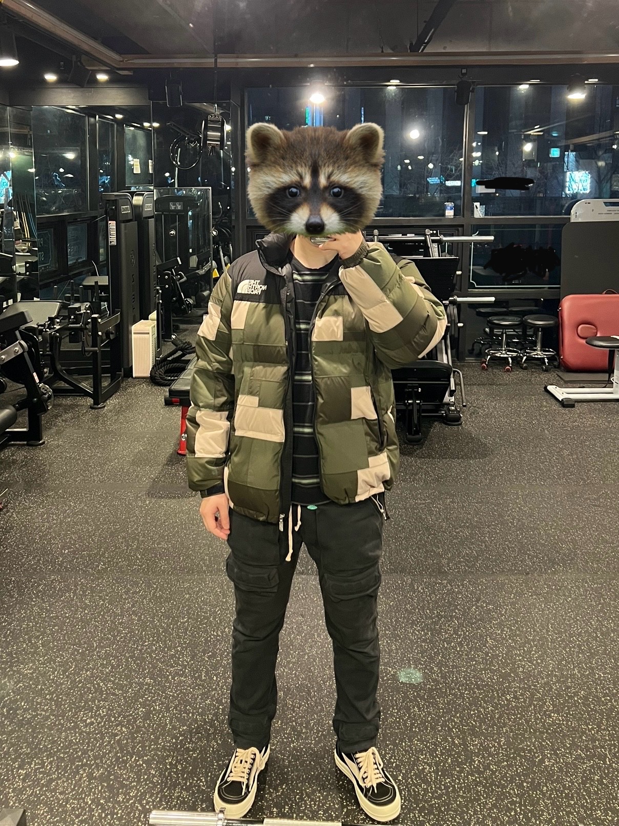The North Face x Comme des Garcons Junya Watanabe Man Nuptse Down Jacket Khaki, Rick Owens Drkshdw Luxor Overdyed Denim Vintage Sneakers Black Milk 착용 스타일