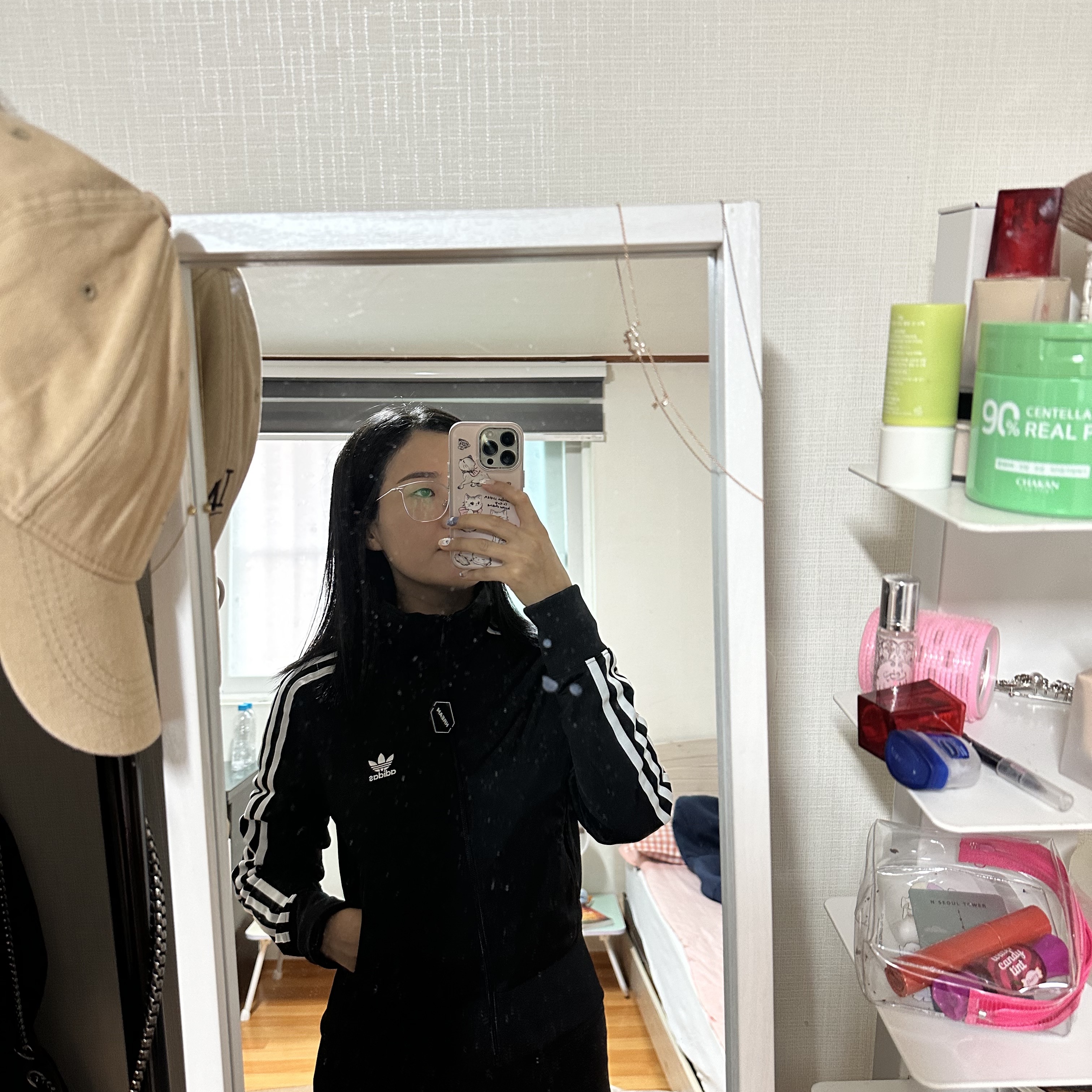 (W) Adidas Adicolor Classic Firebird Track Top Black - KR Sizing 착용 스타일