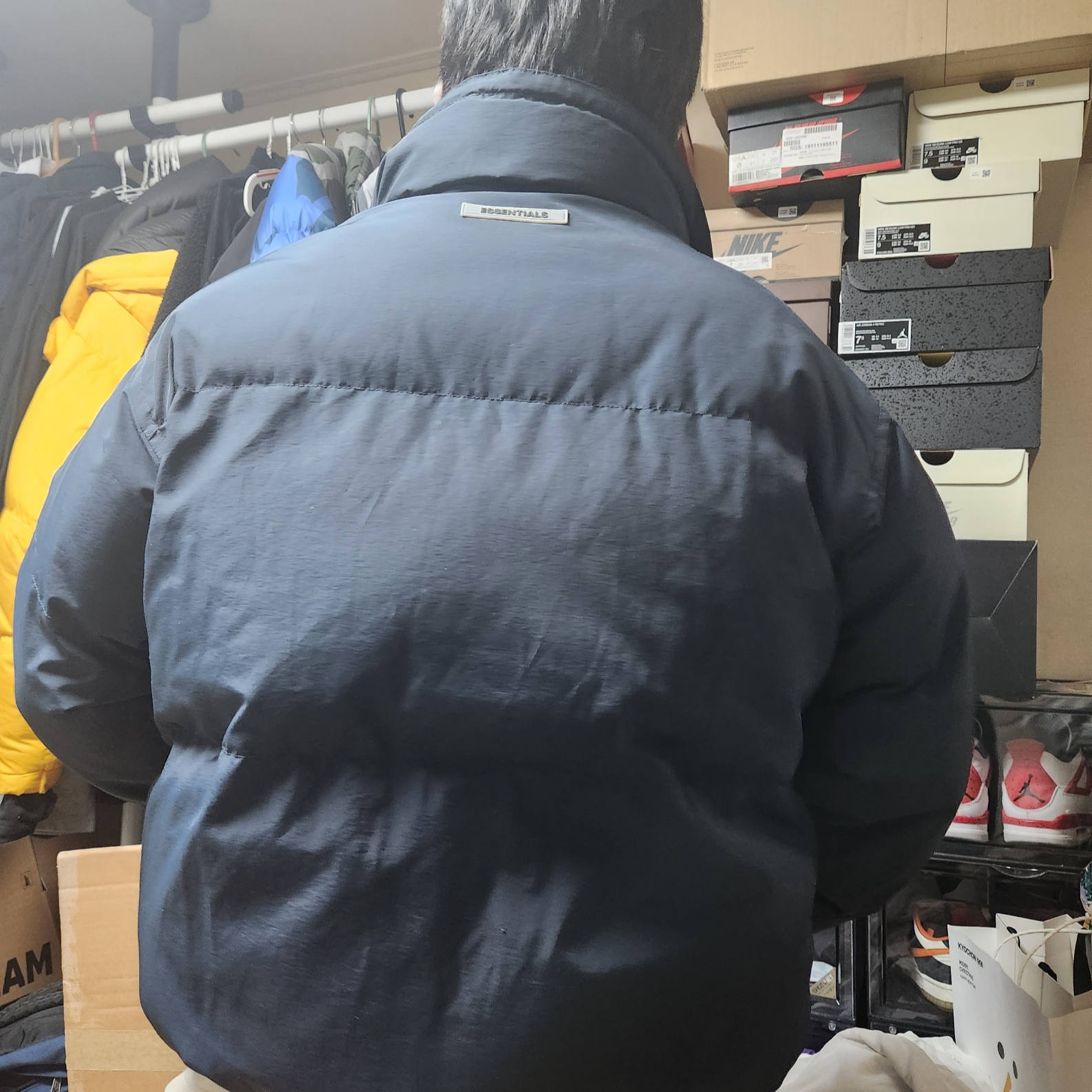 Essentials Puffer Jacket Navy/Dark Navy - Ssense Exclusive 착용 스타일