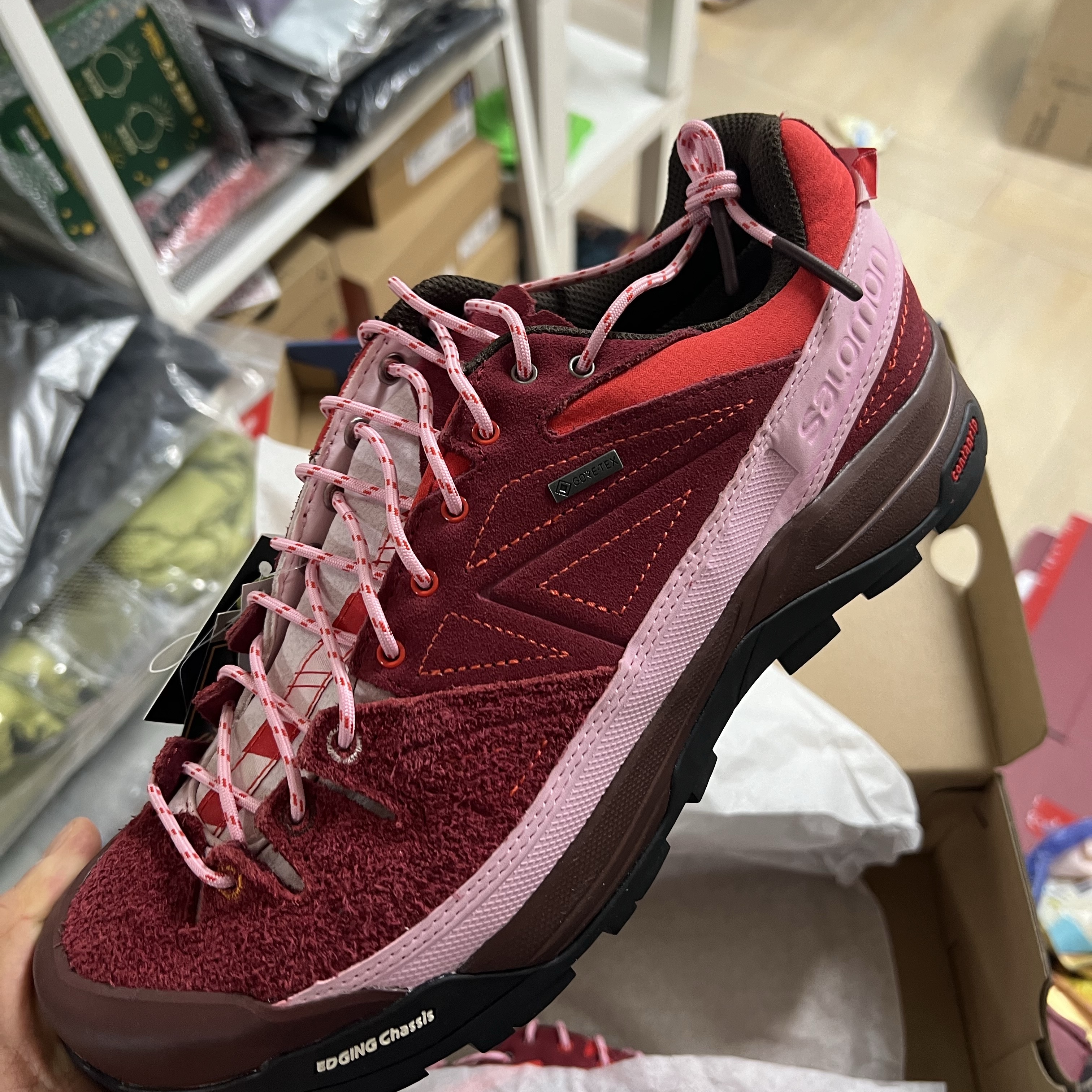 Salomon x The Broken Arm X-Alpages GTX Biking Red 착용 스타일