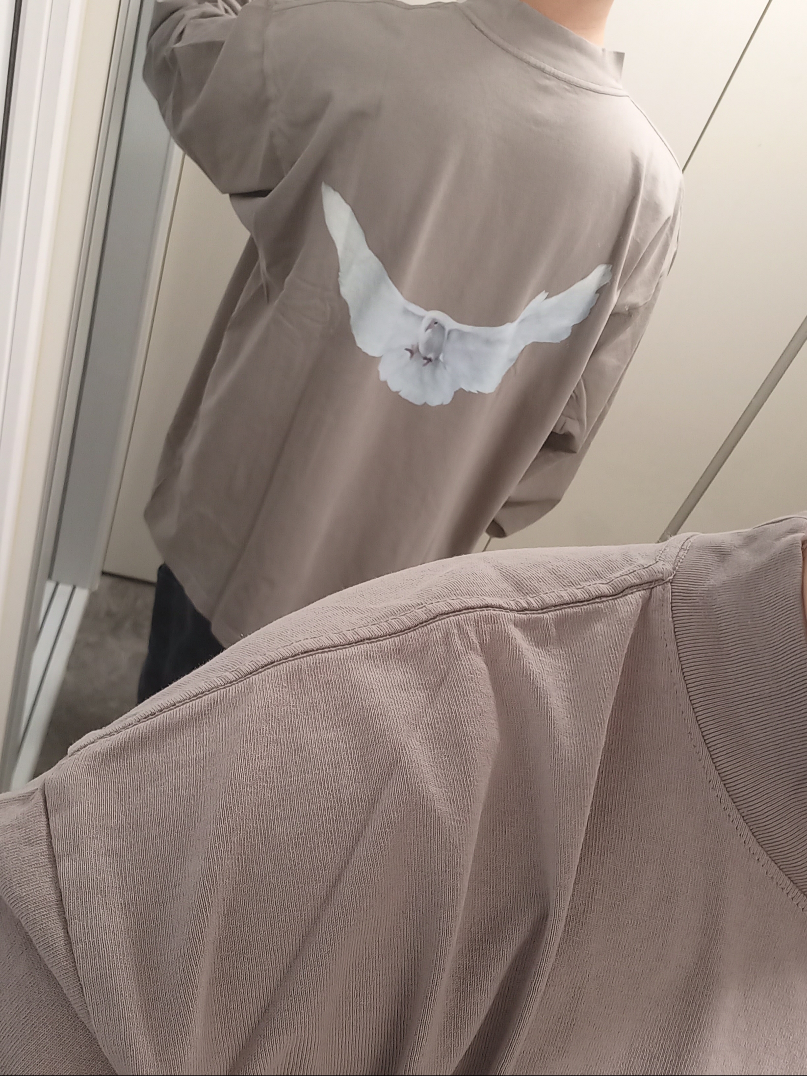 Yeezy Gap Engineered By Balenciaga Dove Long Sleeve T-Shirt Beige 착용 스타일