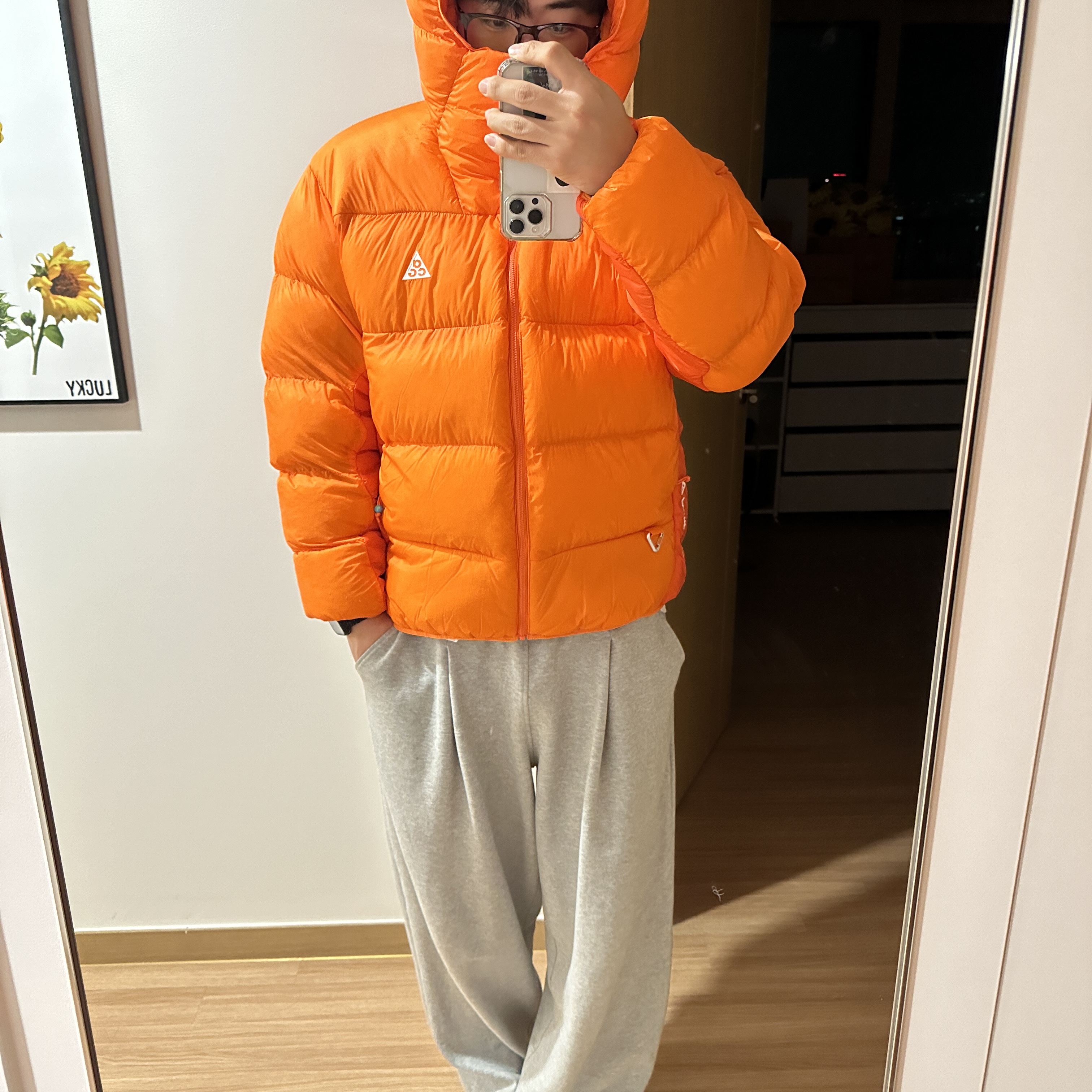 Nike ACG Therma-Fit ADV Lunar Lake Puffer Jacket Safety Orange - Asia 착용 스타일 - 3