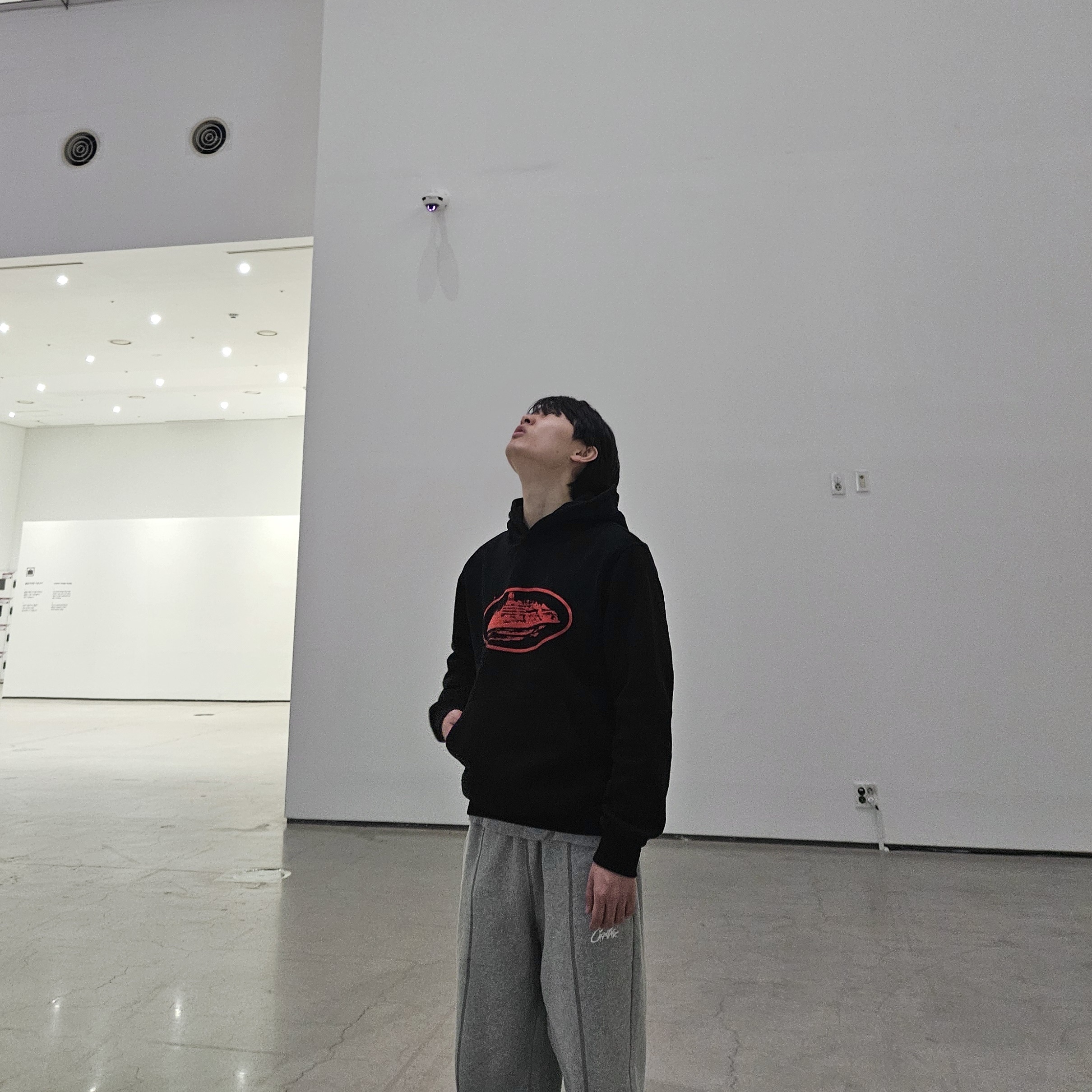 Corteiz Alcatraz Hoodie V2 Black Red, Corteiz Hmp V2 Sweatpants Grey 착용 스타일