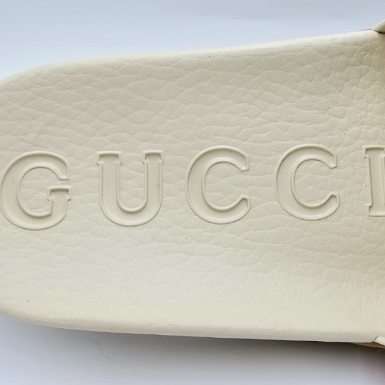 Gucci Interlocking G Slide Sandal Orange Green Rubber 착용 스타일 - 5