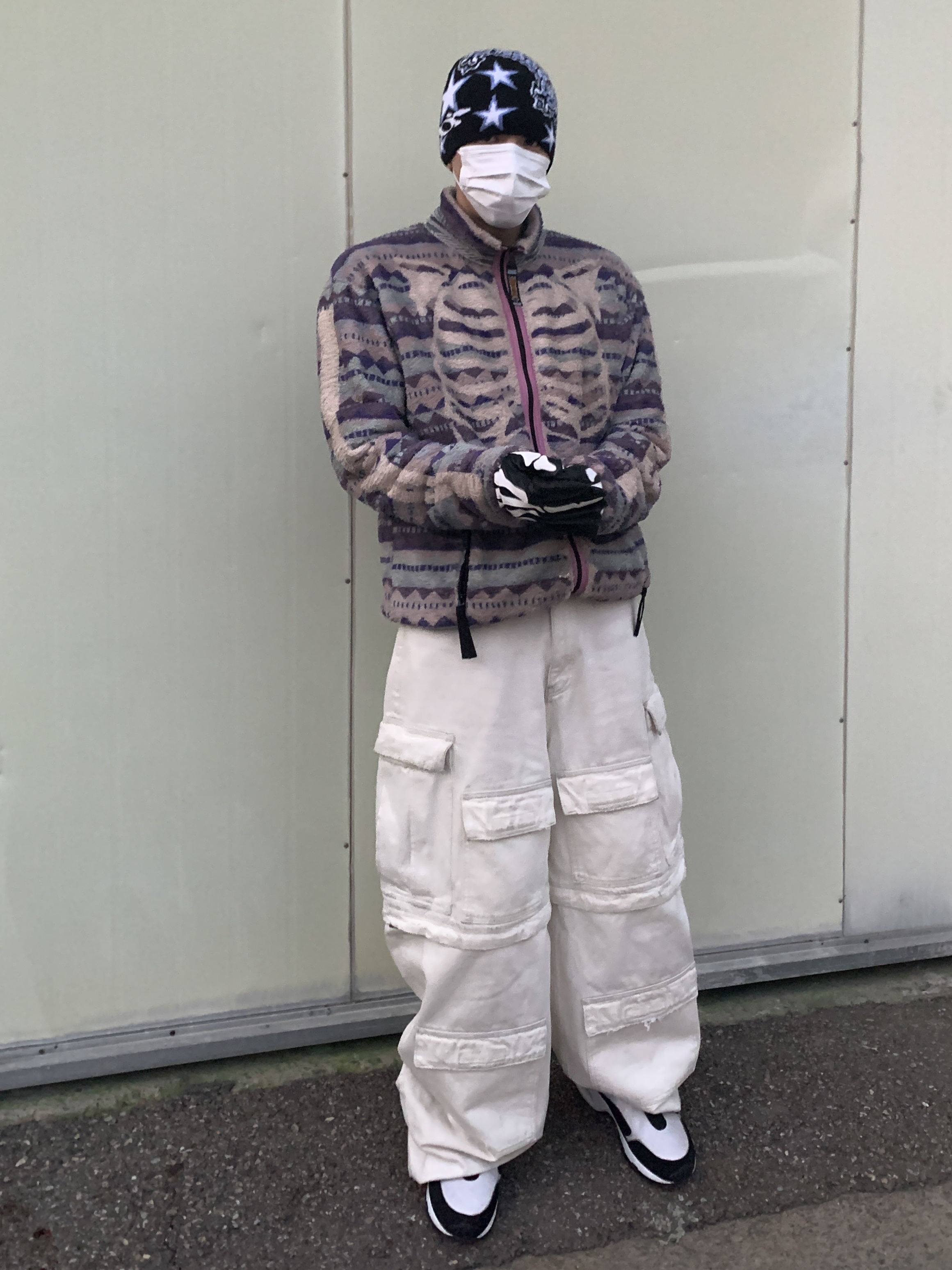 Kapital Ashland Stripe & Bone Fleece Zip Blouson Purple, Nike x Comme des Garcons Homme Plus Air Max Sunder SP White Black 착용 스타일 - 2