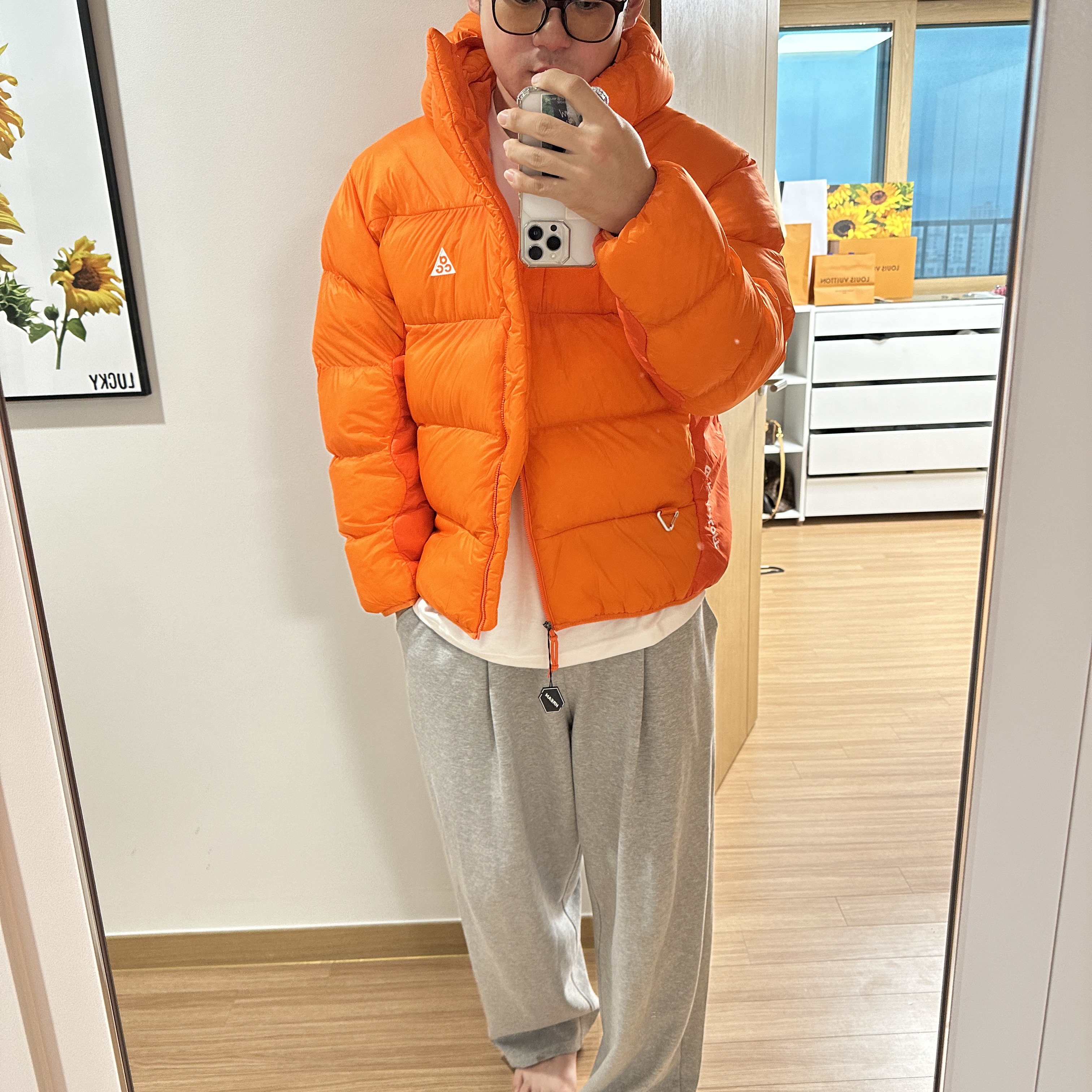 Nike ACG Therma-Fit ADV Lunar Lake Puffer Jacket Safety Orange - Asia 착용 스타일 - 2