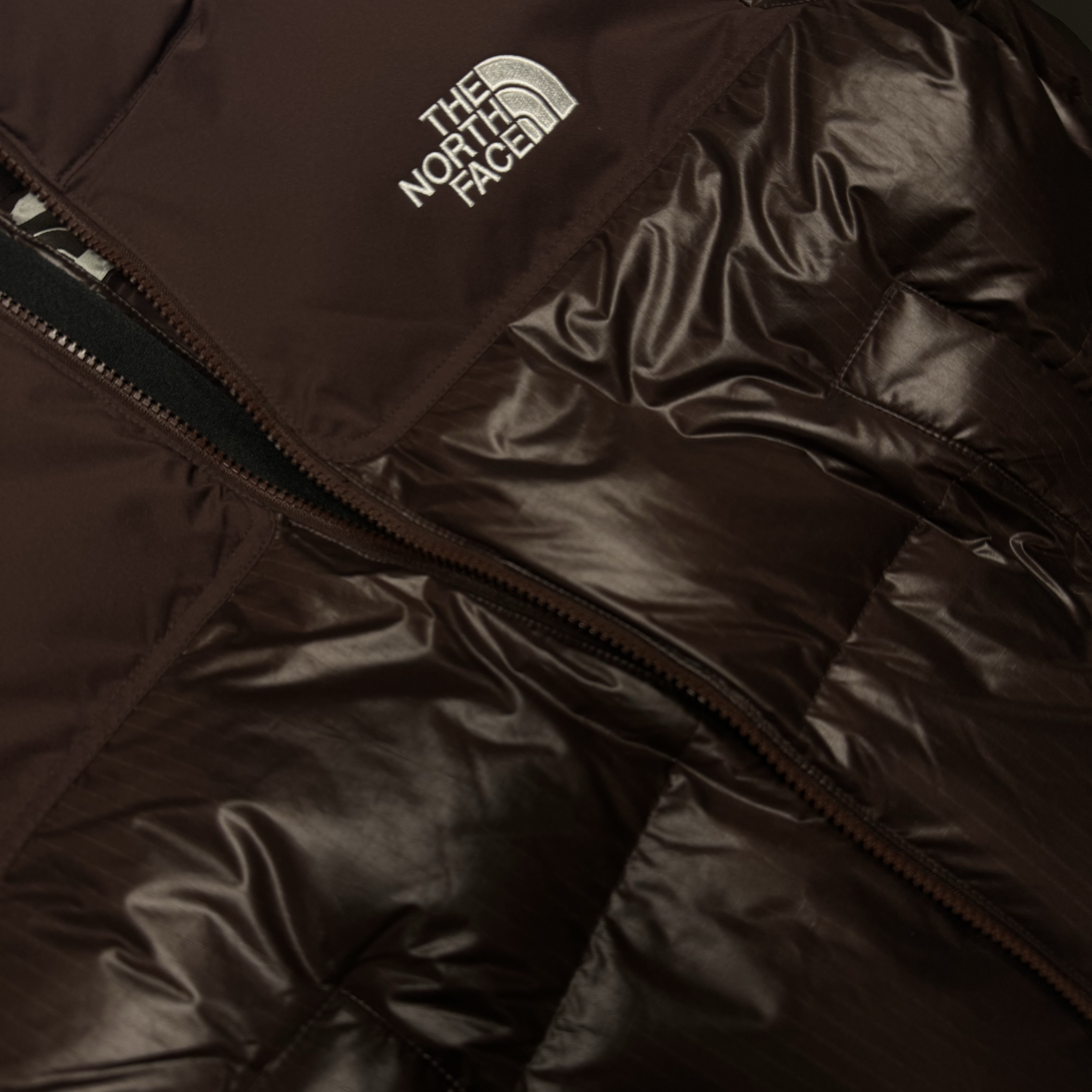 (W) The North Face White Label Novelty Nuptse Down Jacket Cocoa Brown 착용 스타일