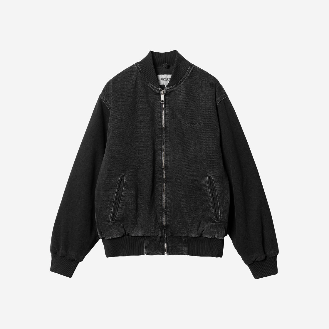 Carhartt WIP Organic Cotton Maitland Denim Paxon Bomber Black Stone Washed 상세 이미지 1