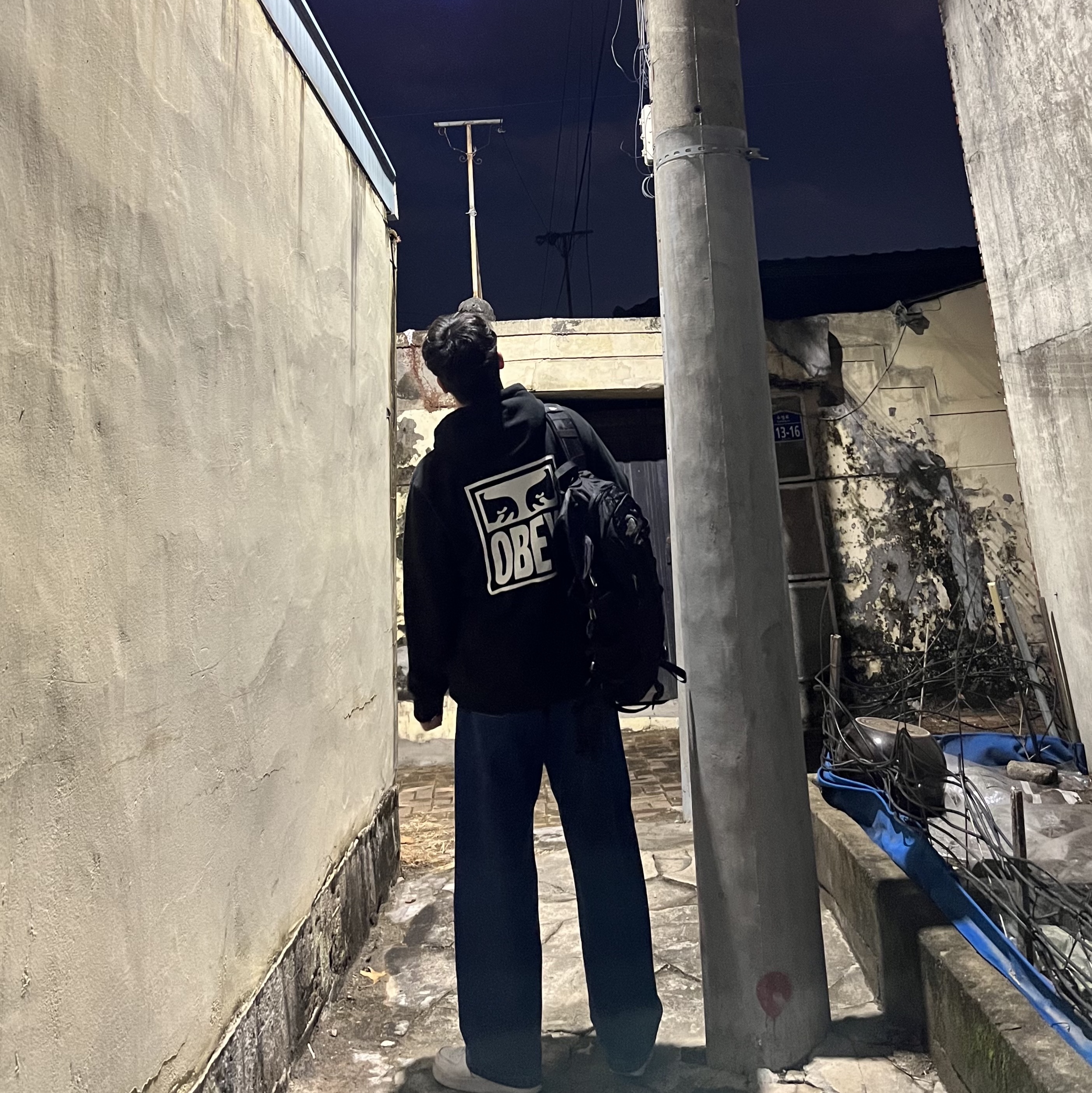 Obey Eyes Icon Hood Black 착용 스타일