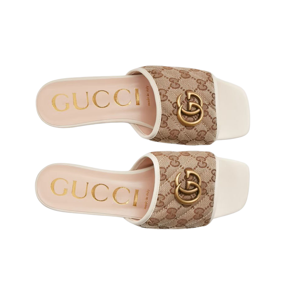 (W) Gucci GG Matelasse Canvas Slide Sandal Beige White 상세 이미지 3