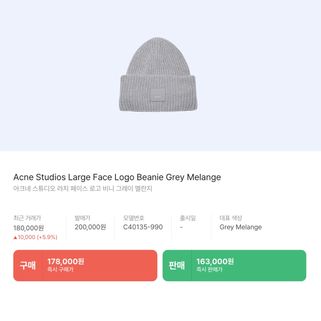 Acne Studios Large Face Logo Beanie Grey Melange 착용 스타일 - 2