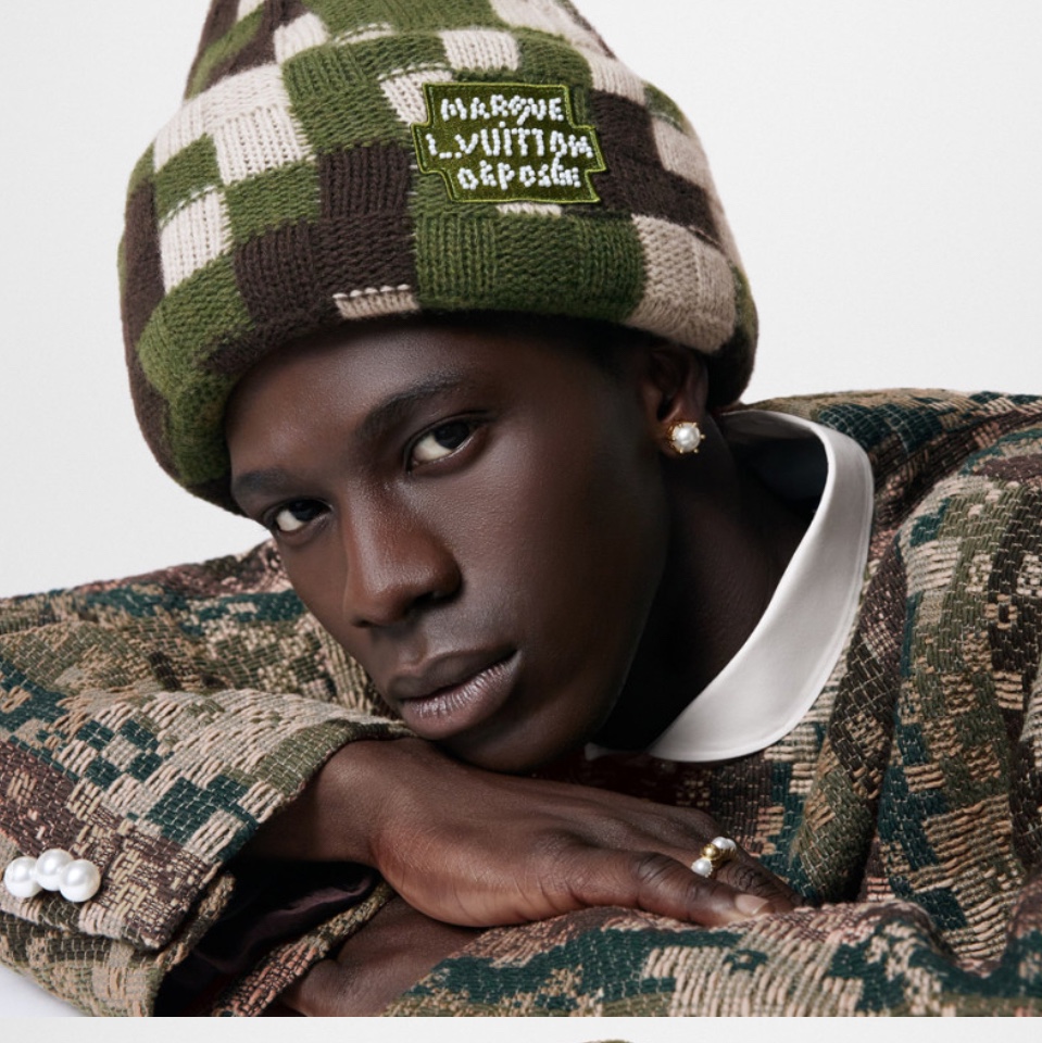 Louis Vuitton Beanie Damoflage 착용 스타일 - 2