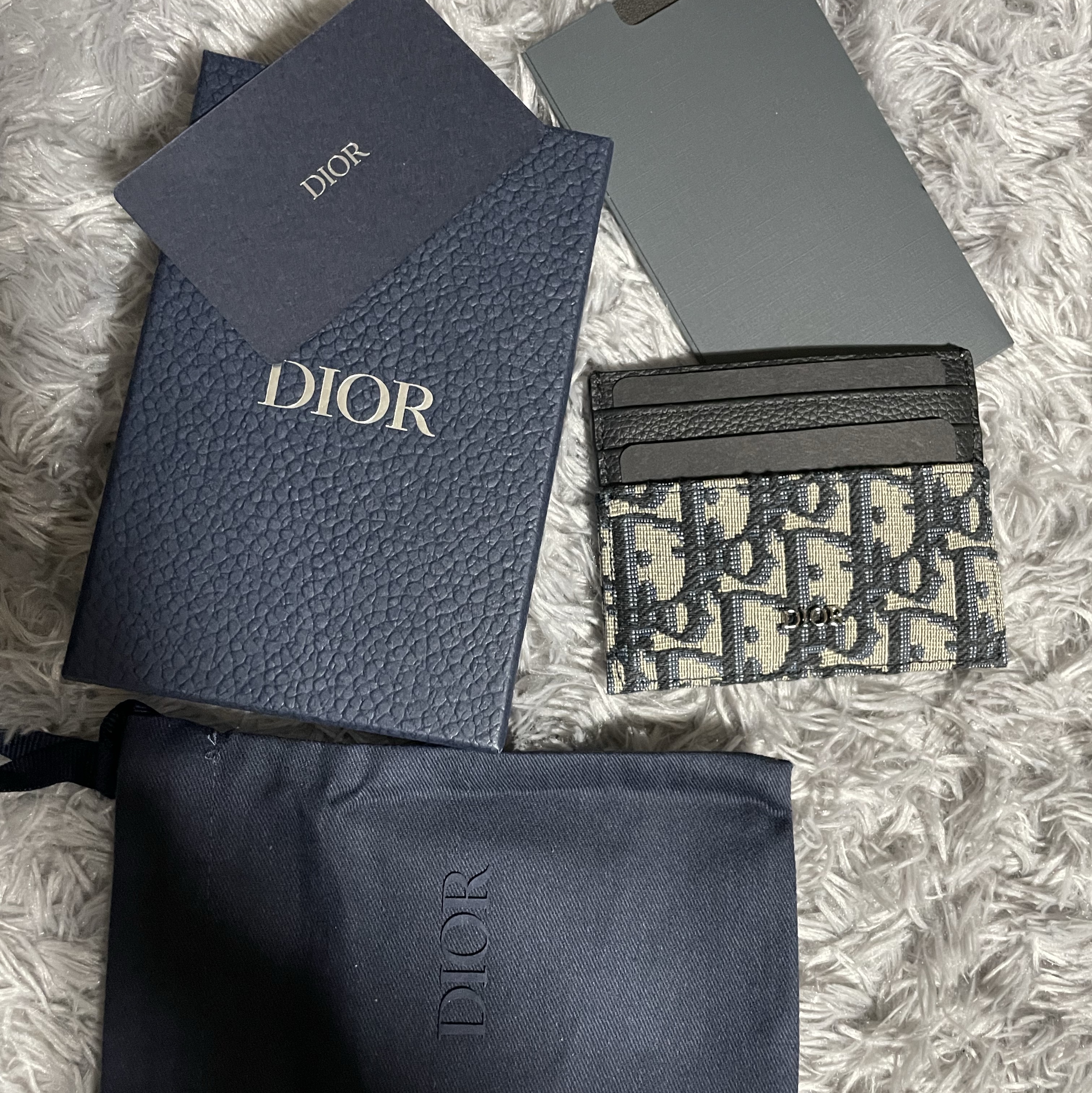 Dior Card Holder Beige & Black Dior Oblique Jacquard 착용 스타일