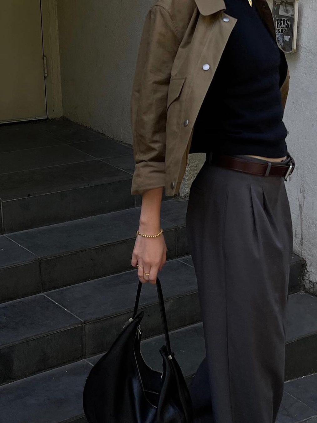 The Garment Women Pluto Wide Pants Black, Zara x Ader Error Striped Trousers Grey 착용 스타일 - 3