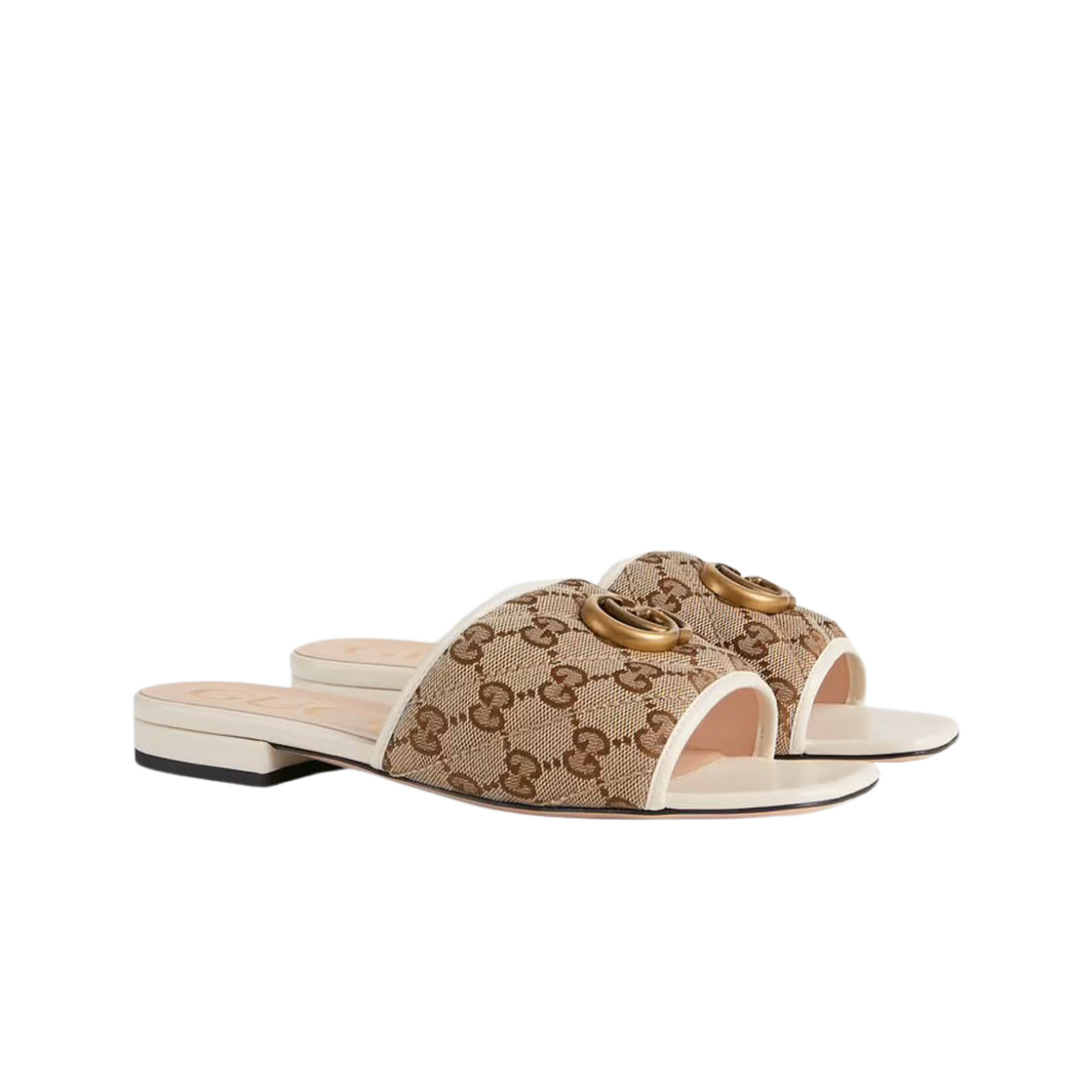 (W) Gucci GG Matelasse Canvas Slide Sandal Beige White 상세 이미지 2