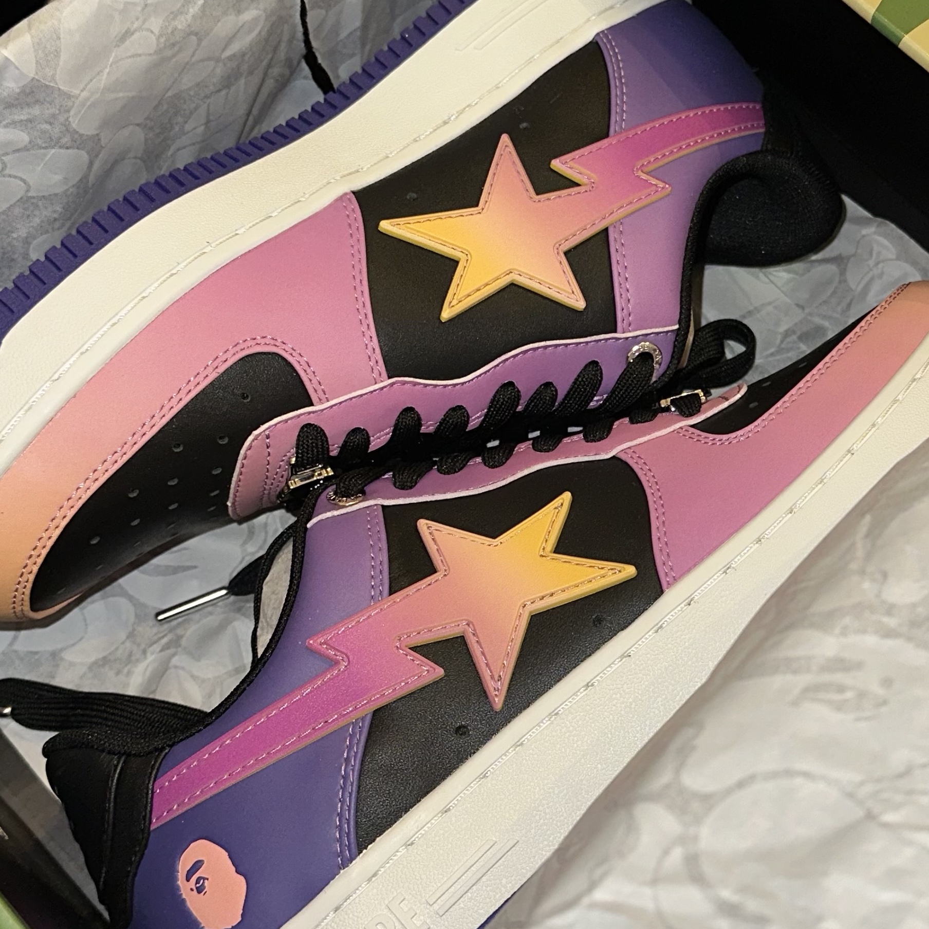 BAPE Bape Sta #7 M2 Purple Black 착용 스타일
