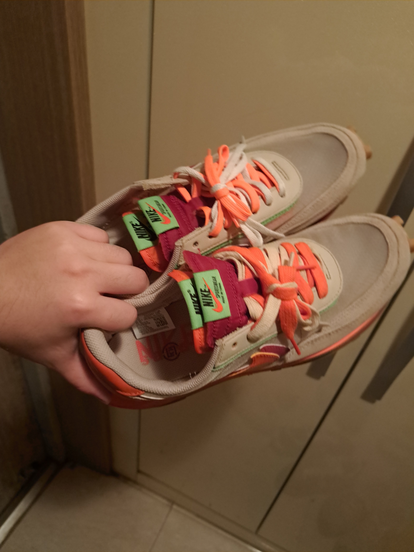 Nike x Sacai x Clot LDWaffle Orange Blaze 착용 스타일 - 3