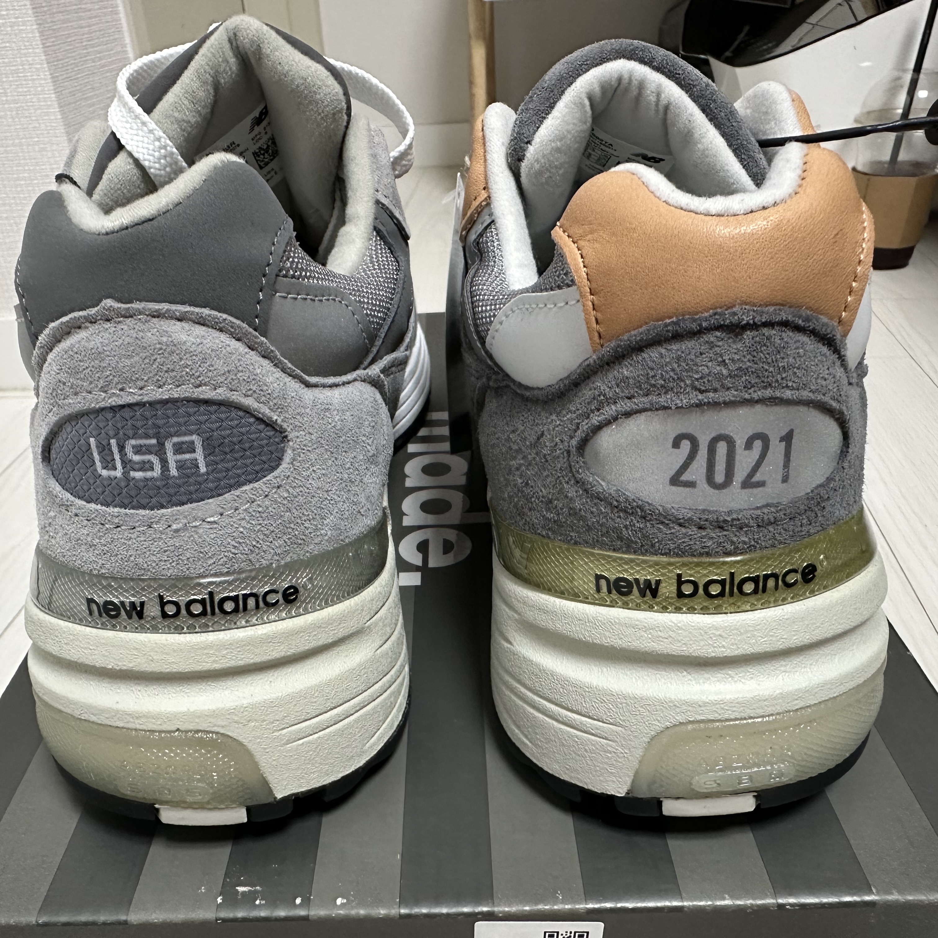 New Balance x Todd Snyder 992 Made in USA 10th Anniversary Grey Tan, New Balance 992 Made in USA Grey - D Standard 착용 스타일 - 2