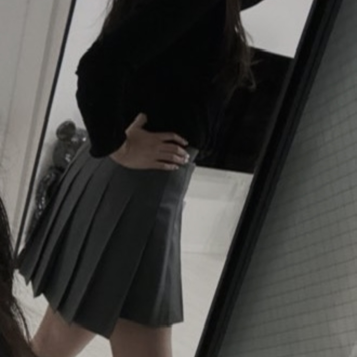 (W) Thom Browne Super 120S Twill Dropped Back Pleated School Uniform Mini Skirt Medium Grey 착용 스타일