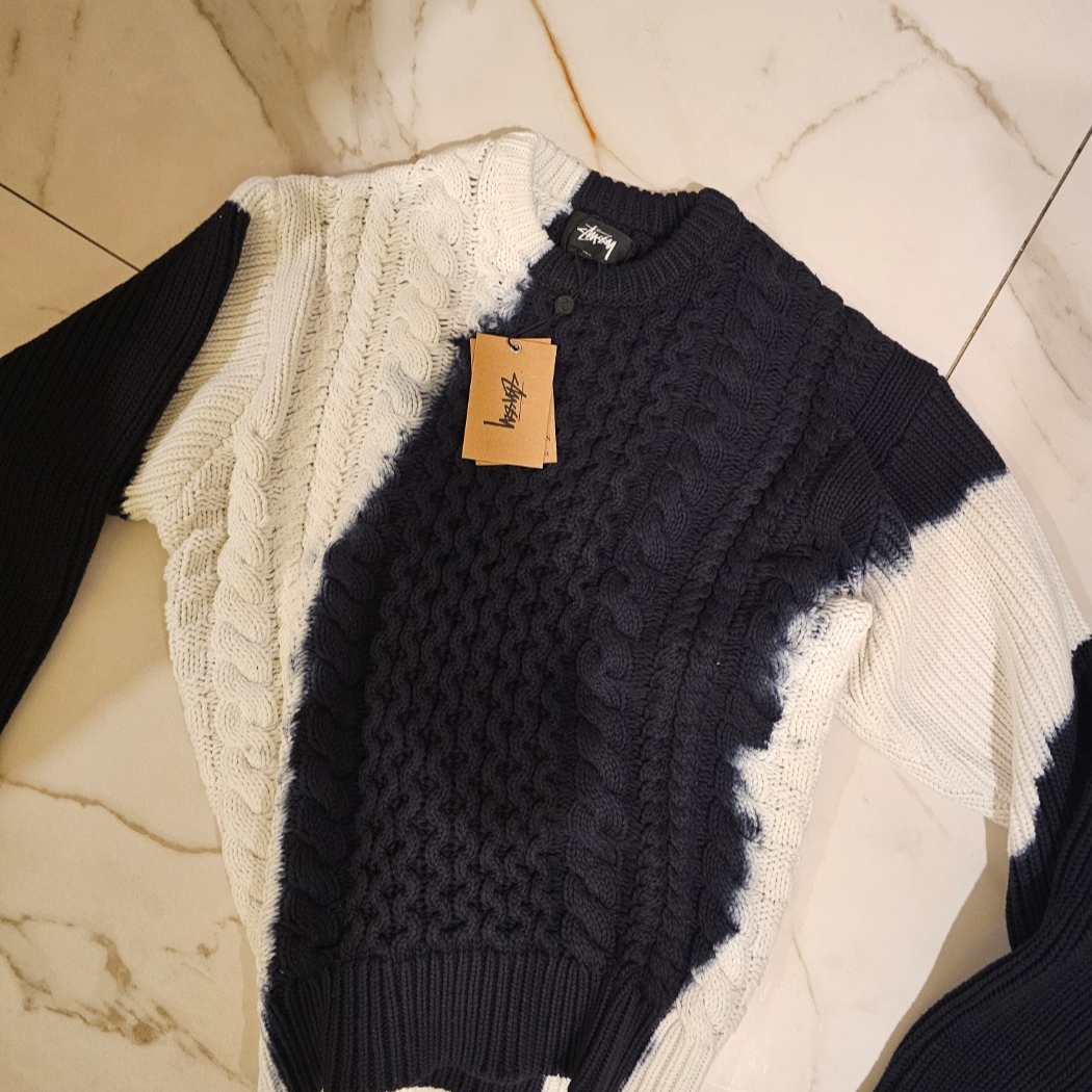 Stussy Tie Dye Fisherman Sweater Black 착용 스타일