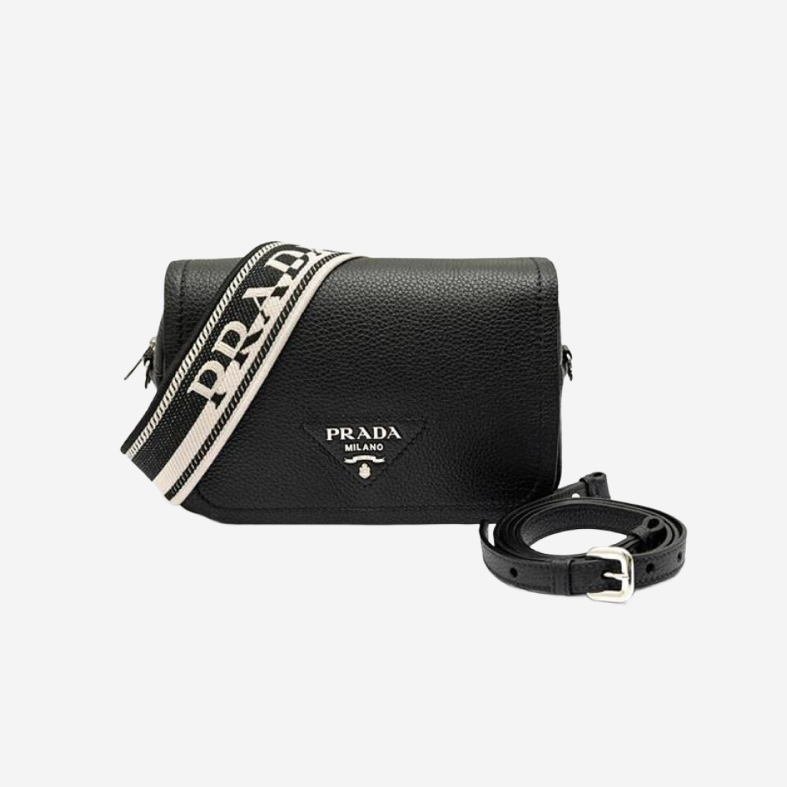 Prada Leather Shoulder Bag Black 상세 이미지 1