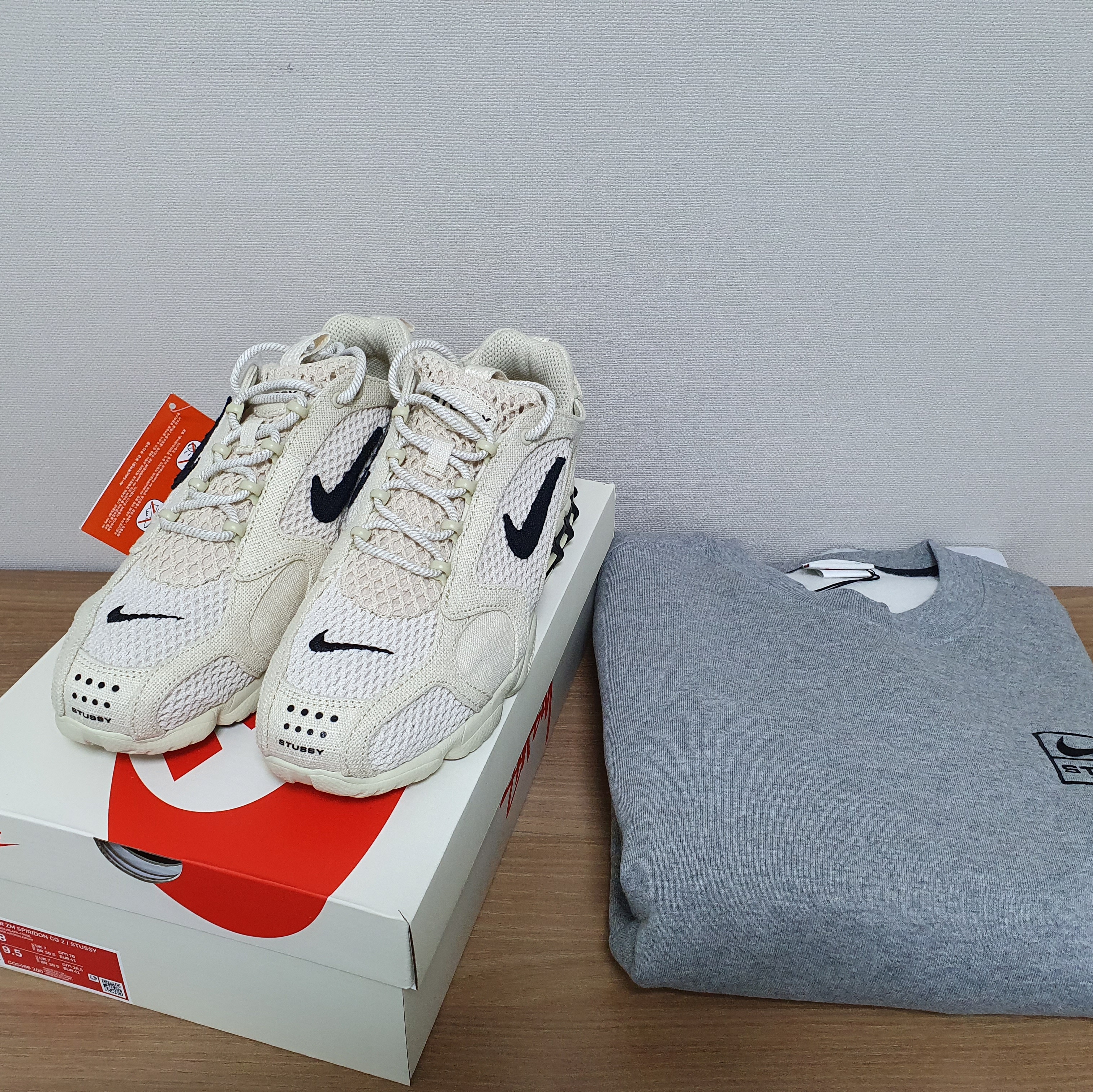 Nike x Stussy Air Zoom Spiridon Cage 2 Fossil 착용 스타일