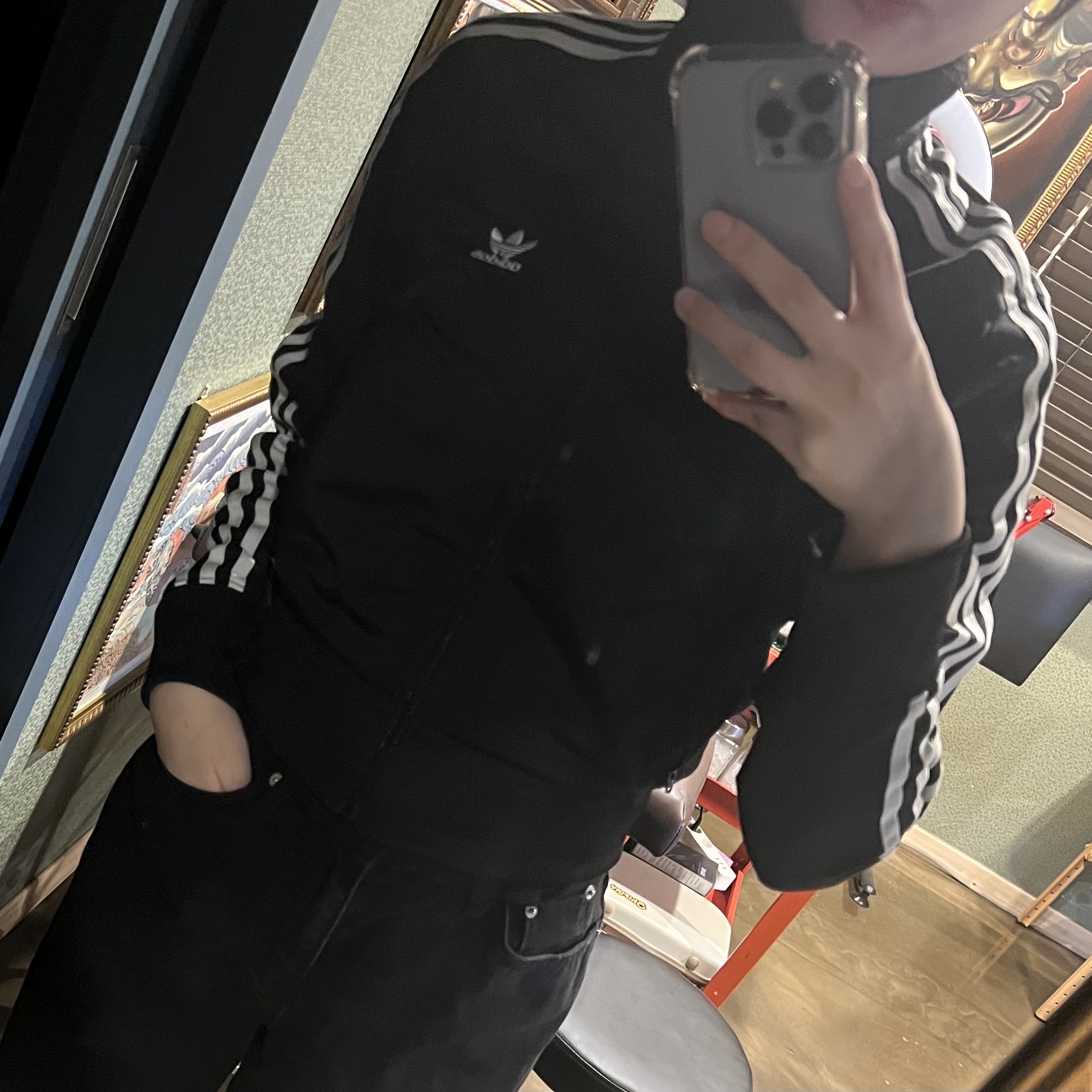 (W) Adidas Adicolor Classic Firebird Track Top Black - KR Sizing 착용 스타일 - 2