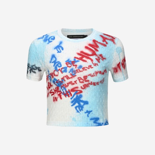 ADSB 앤더슨벨 우먼 에센셜 제니 스프레이드 레터링 티셔츠 화이트