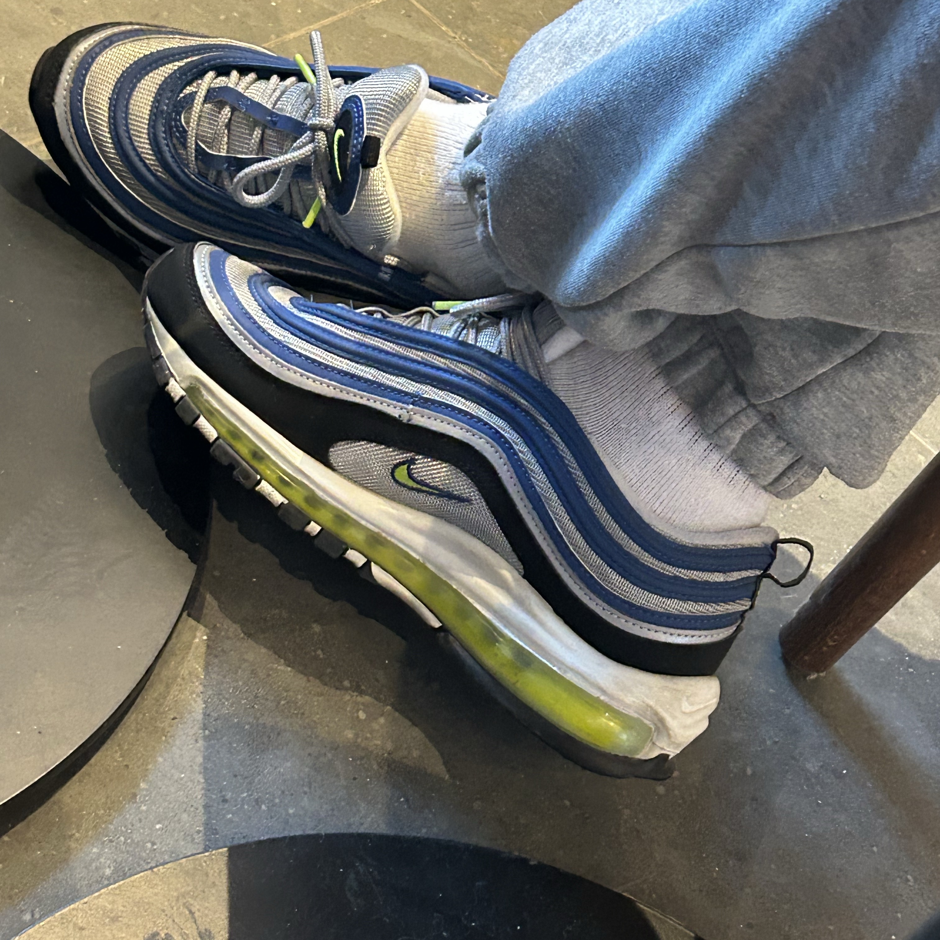 (W) Nike Air Max 97 OG Atlantic Blue and Voltage Yellow 착용 스타일