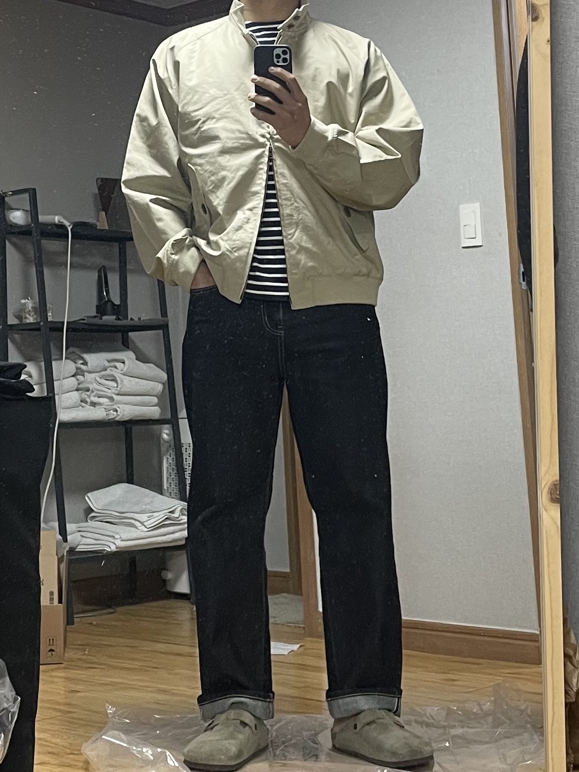Birkenstock Boston Soft Footbed Taupe - Regular 착용 스타일