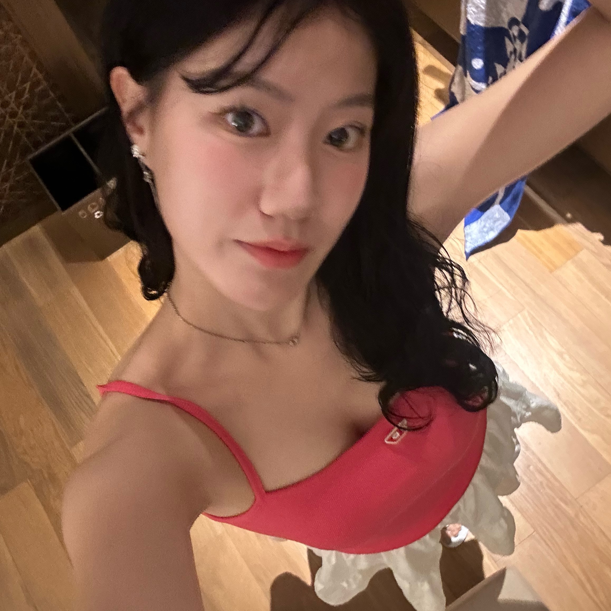 (W) Diesel T-Hop-D Logo Tank Top Pink 착용 스타일 - 2