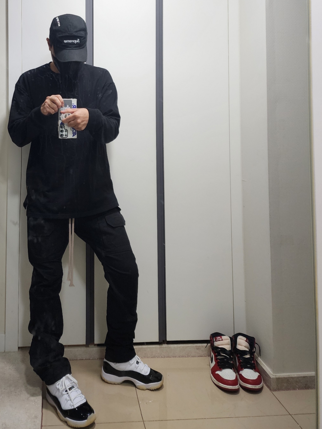Supreme Military Camp Cap Black - 21FW, Jordan 11 Retro Gratitude 착용 스타일 - 1