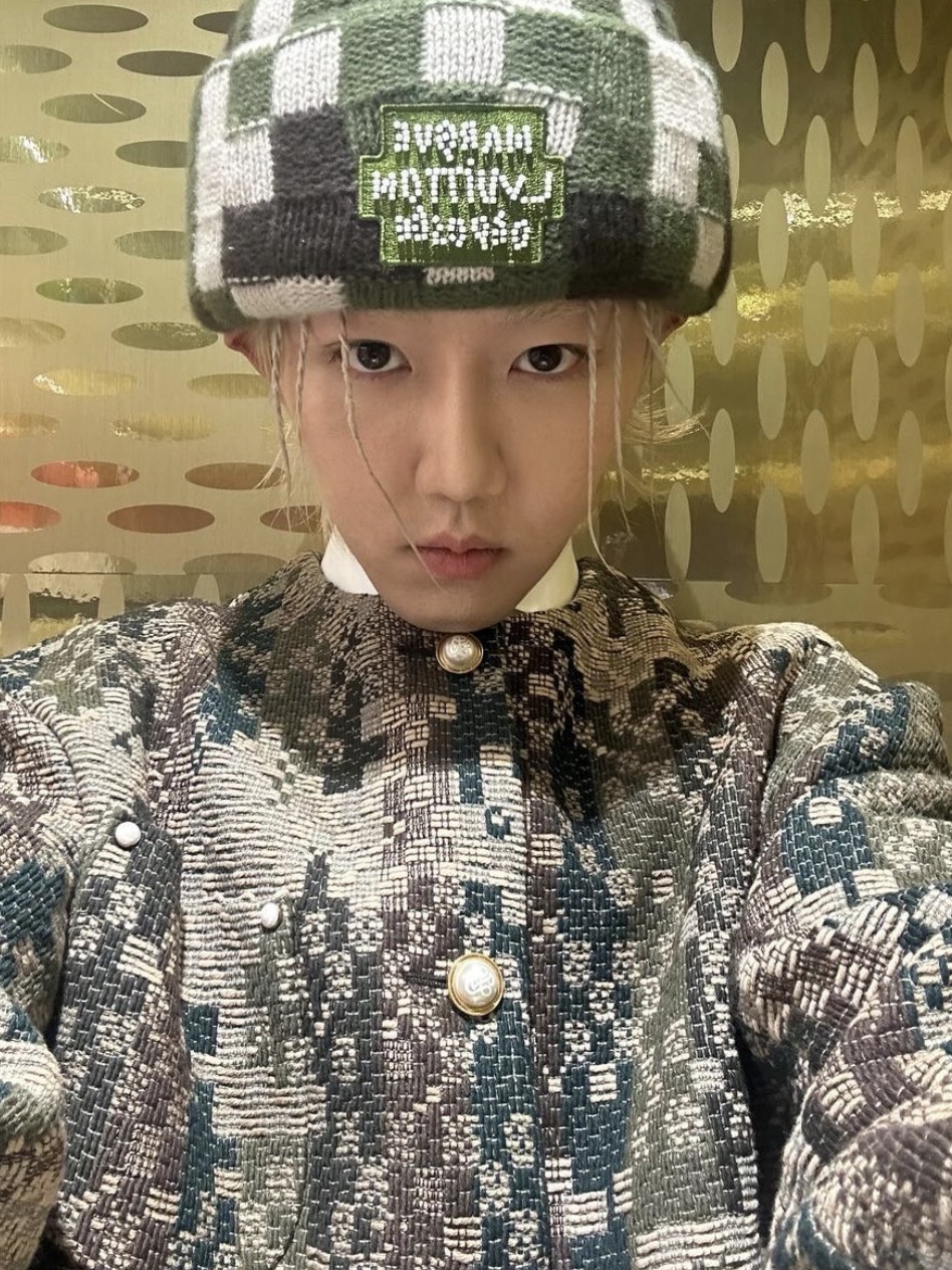 Louis Vuitton Beanie Damoflage 착용 스타일