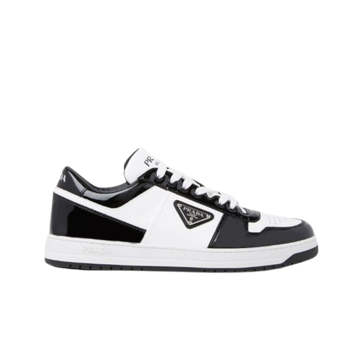 Prada Downtown Patent Leather Sneakers Black White