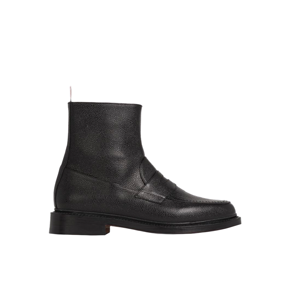 FFB153A-06257-001 (W) Thom Browne Pebble Grain Leather Penny Loafer Ankle Boot Black
