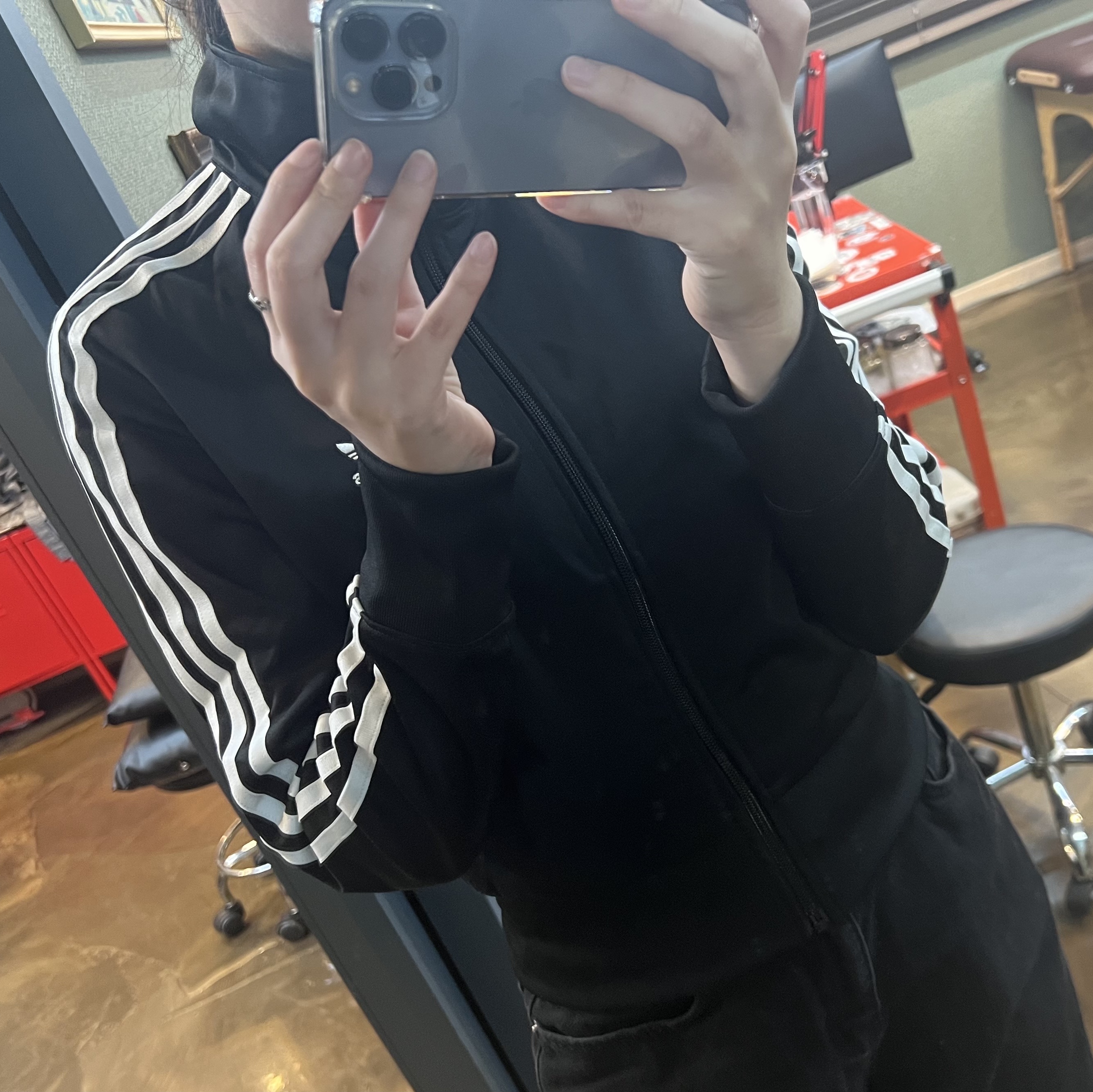 (W) Adidas Adicolor Classic Firebird Track Top Black - KR Sizing 착용 스타일 - 1