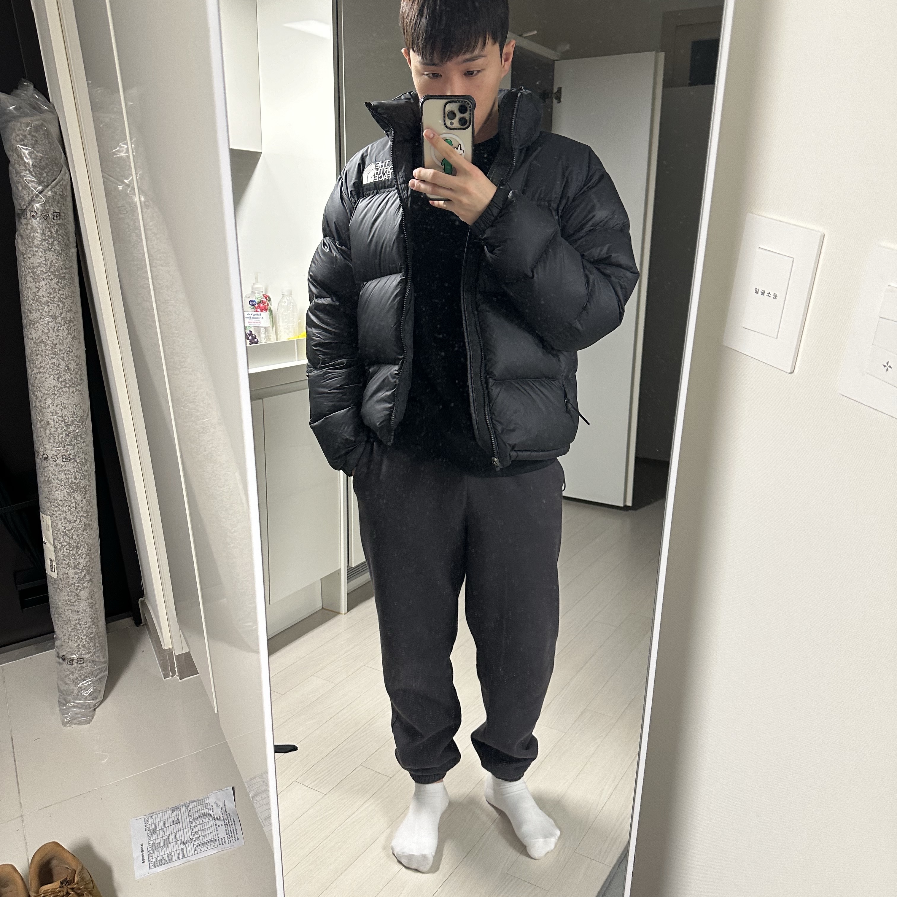 The North Face 1996 Eco Nuptse Jacket Black 착용 스타일 - 1