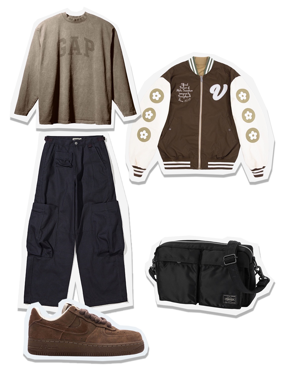 Vandy The Pink x Alpha Industries Bomber Jacket Lead Gray, Yeezy Gap Engineered By Balenciaga Dove Long Sleeve T-Shirt Beige 착용 스타일 - 1
