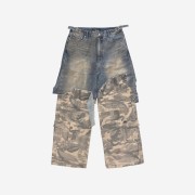 Project G/R Layered Cargo Denim Pants Blue Camo