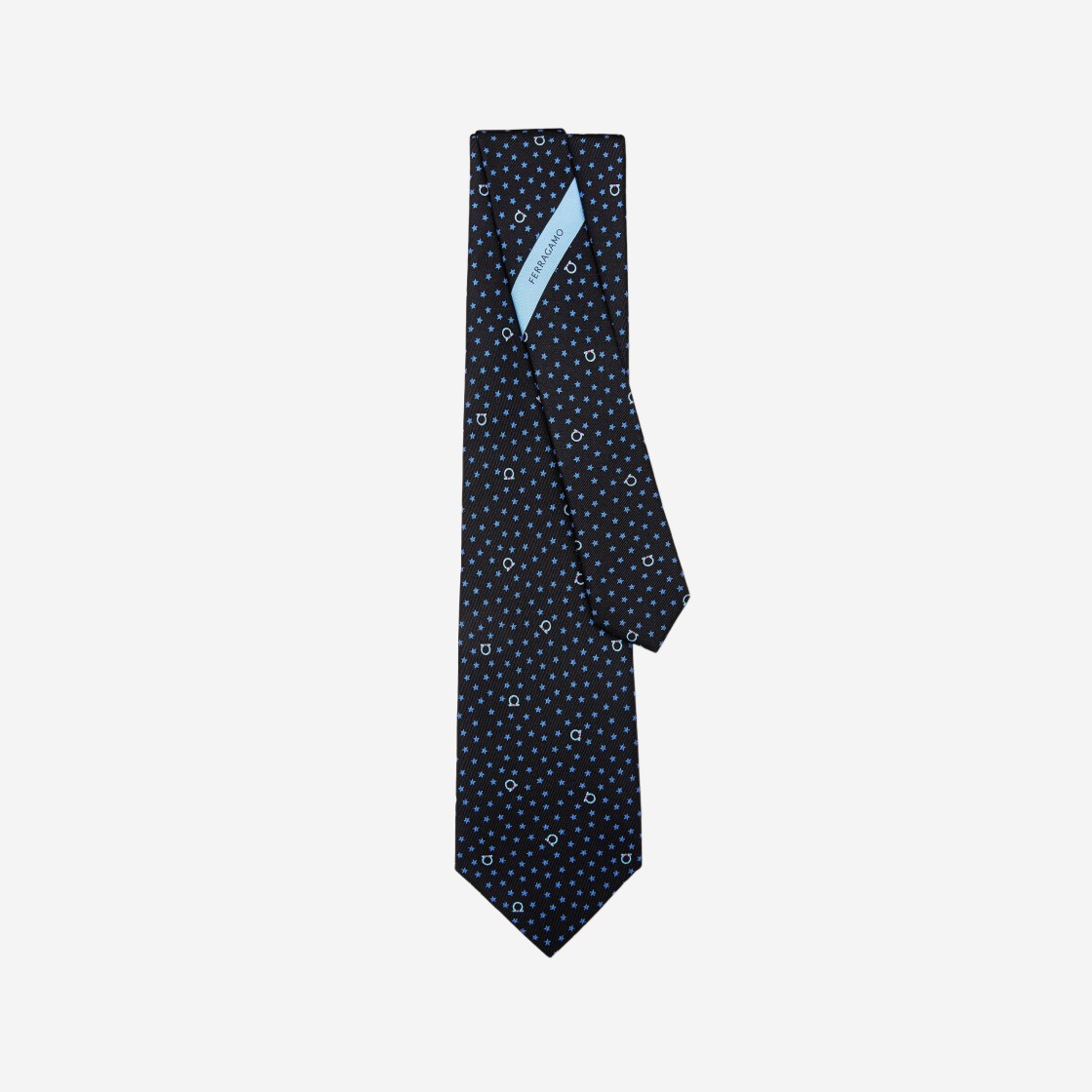 Ferragamo Star Print Silk Tie Black 상세 이미지 1