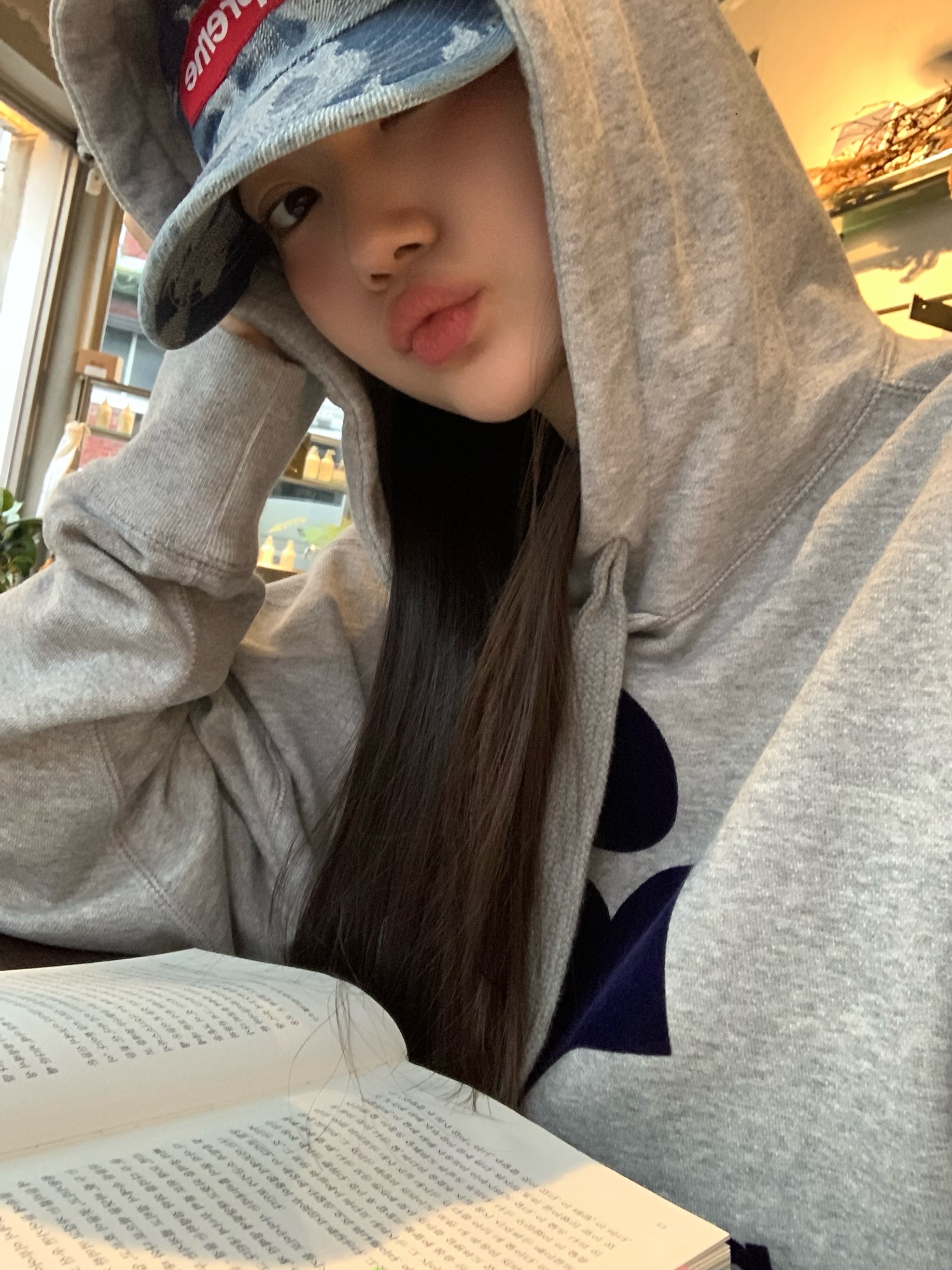 Supreme Flames Jacquard Denim Camp Cap Washed Indigo - 23SS, (W) Isabel Marant Mansel Oversized Hoodie Sweatshirt Grey Midnight - 23SS 착용 스타일 - 3